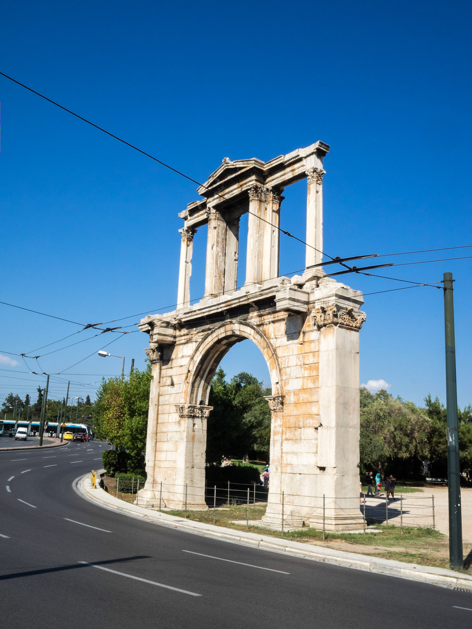 Hadrian's Arch with blue sky background