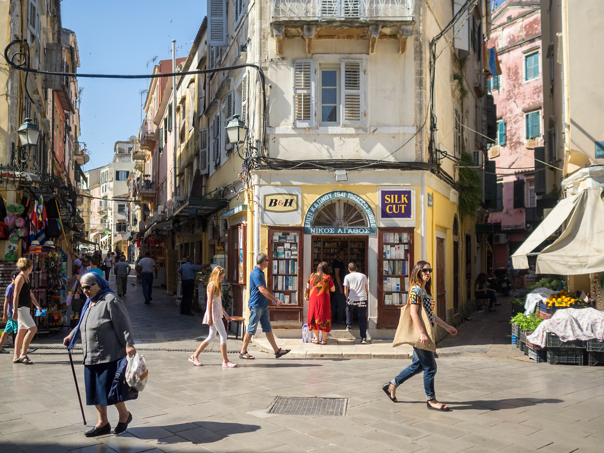 Corfu city street scene