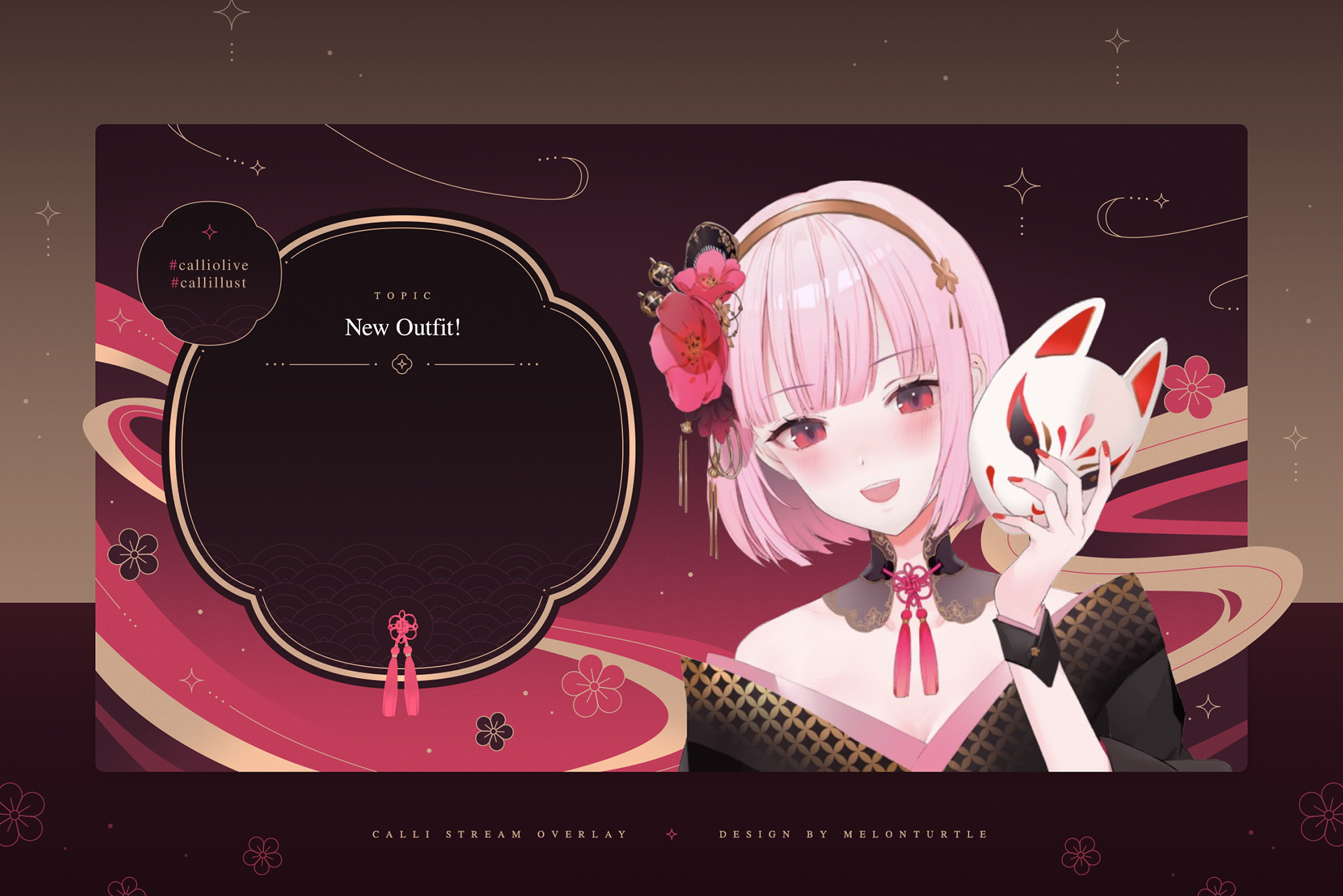 Mori Calliope New Years Kimono Stream Overlay