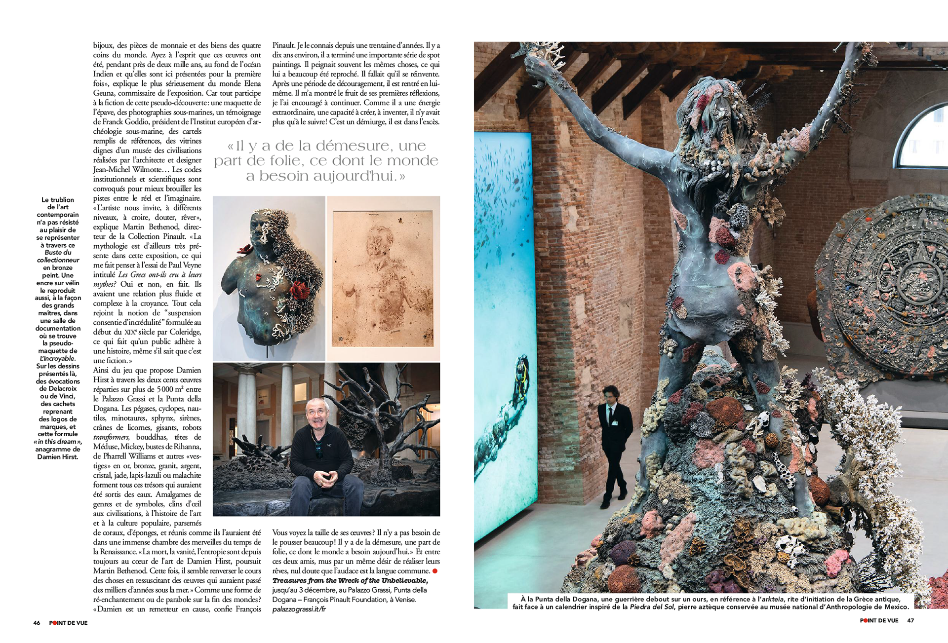 FRANÇOIS PINAULT & DAMIEN HIRST. Leurs trésors de la lagune | POINT DE VUE paru le 19/04/2017