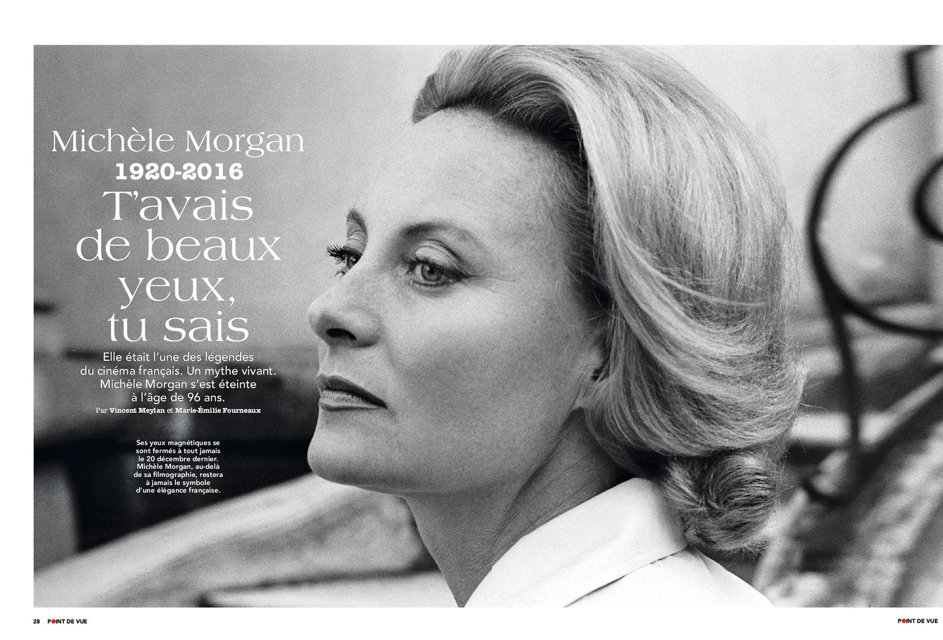 MICHÈLE MORGAN. T'avais de beaux yeux, tu sais | POINT DE VUE paru le 28/12/2019