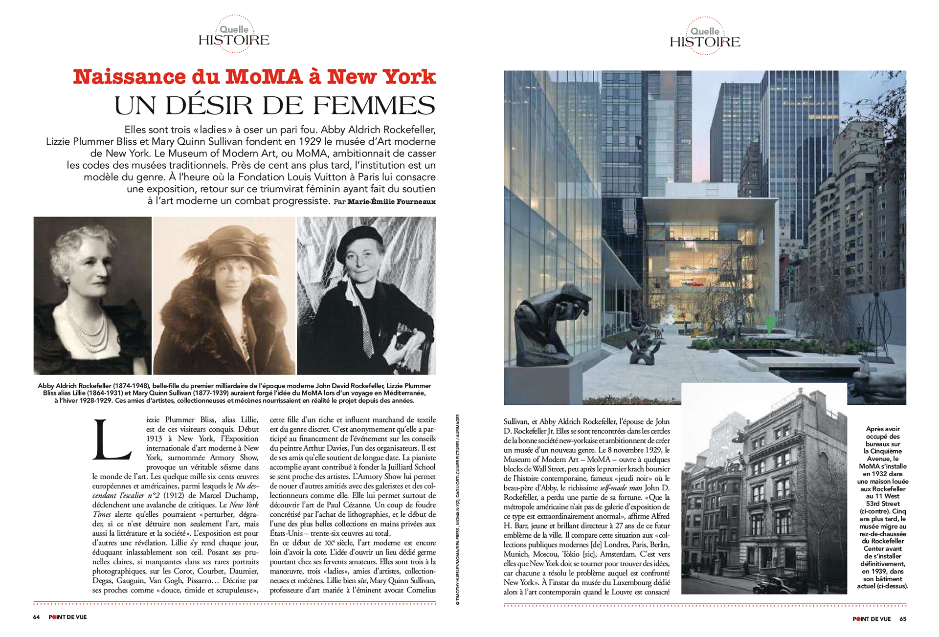 NAISSANCE DU MOMA A NEW YORK. Un désir de femmes | POINT DE VUE paru le 29/11/2017