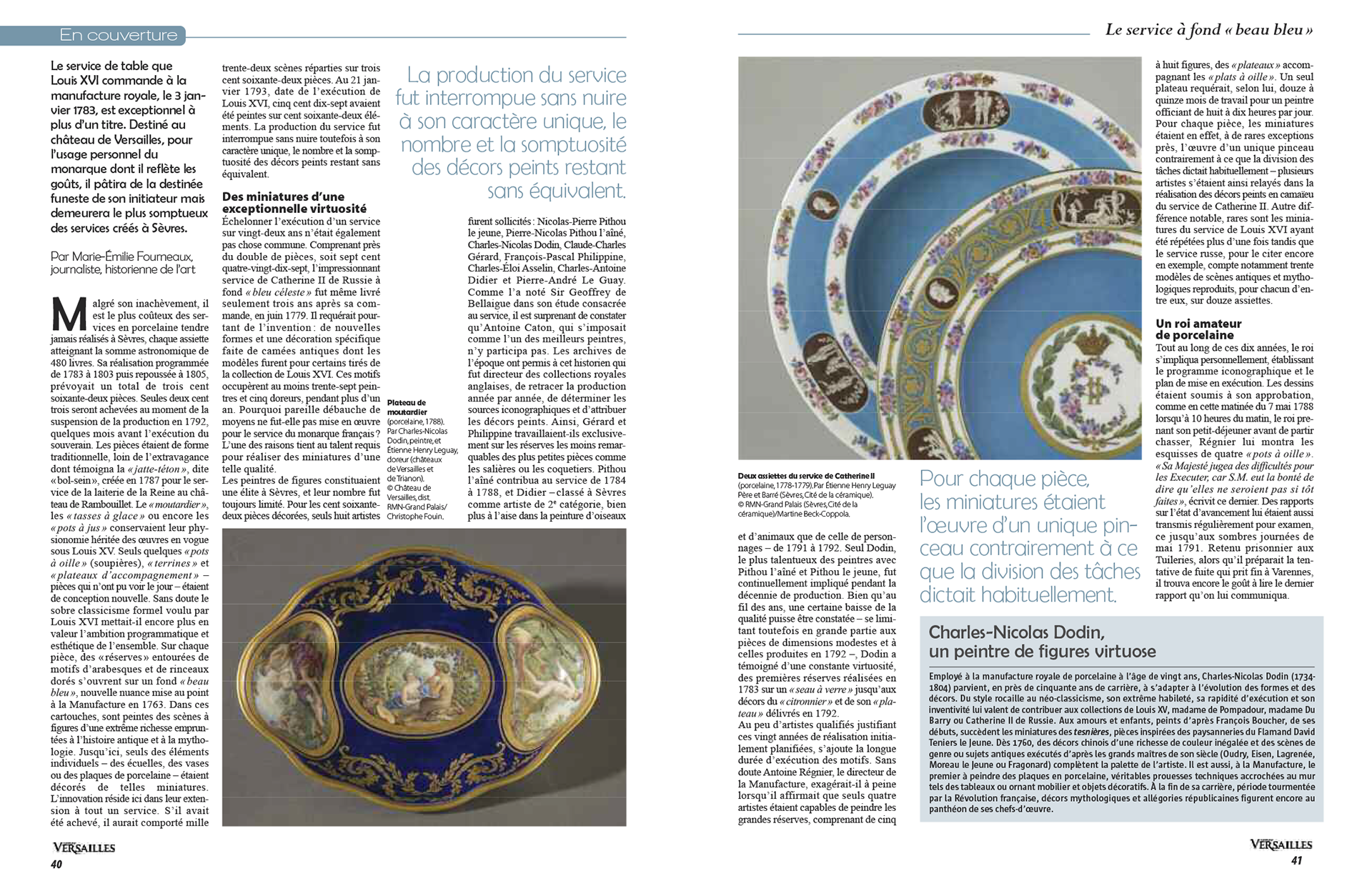 LOUIS XVI. Le service à fond "beau bleu" | CHÂTEAU DE VERSAILLES paru en janvier 2016