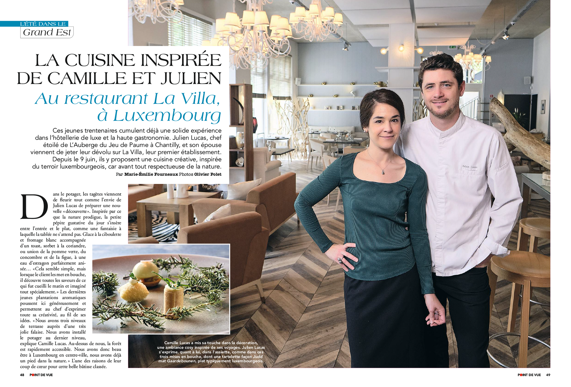 CAMILLE ET JULIEN LUCAS. Au restaurant La Villa, à Luxembourg | POINT DE VUE paru le 29/07/2020
