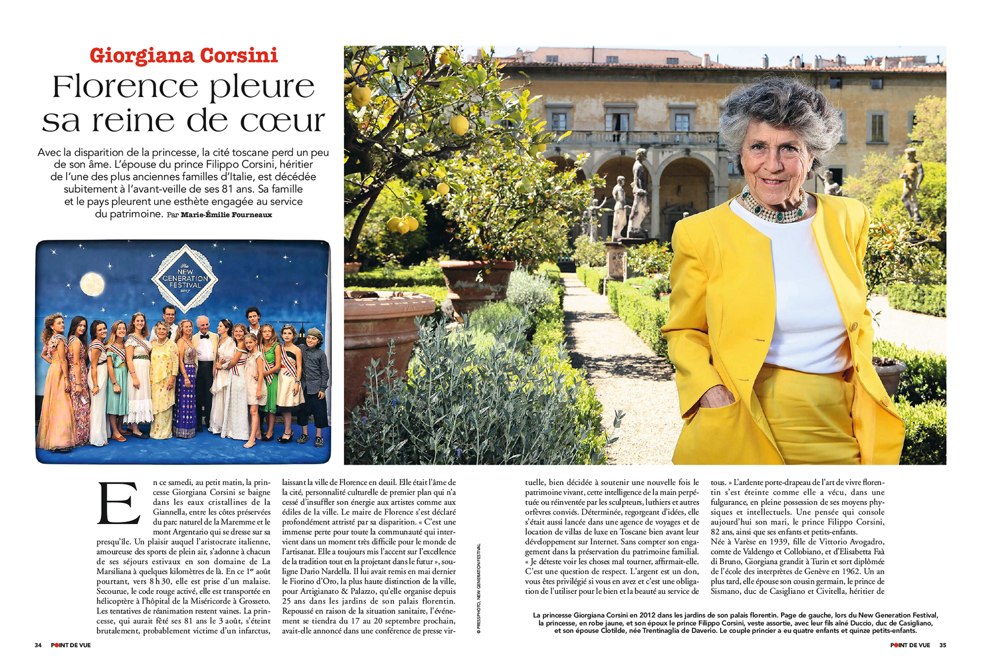 GIORGIANA CORSINI. Florence pleure sa reine de cœur | POINT DE VUE paru le 12/08/2020