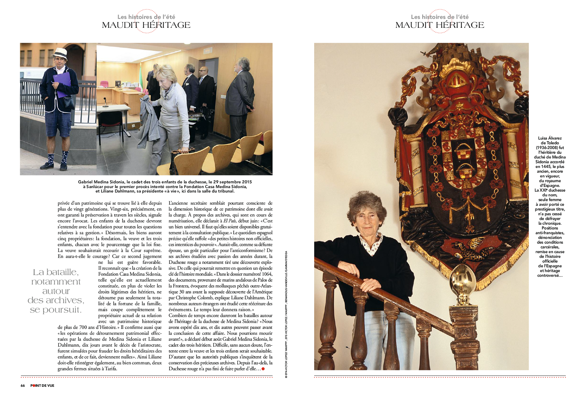 LA DUCHESSE DE MEDINA SIDONIA. Ses héritiers voient rouge | POINT DE VUE paru le 29/08/2018