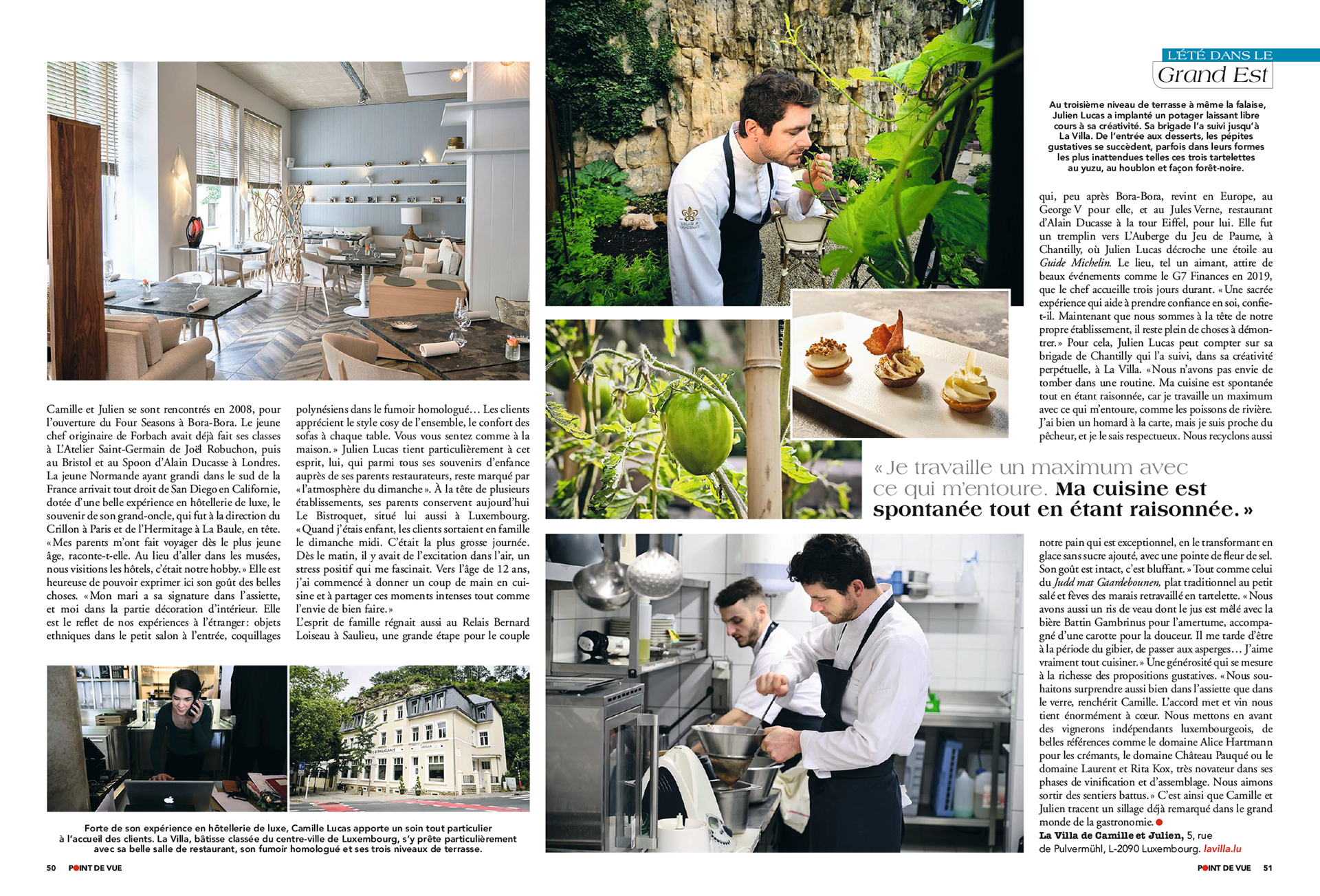 CAMILLE ET JULIEN LUCAS. Au restaurant La Villa, à Luxembourg | POINT DE VUE paru le 29/07/2020