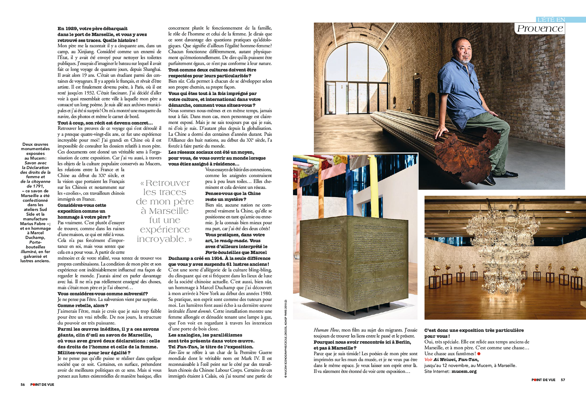 AI WEIWEI À MARSEILLE. Sur les traces de son père | POINT DE VUE paru le 05/09/2018