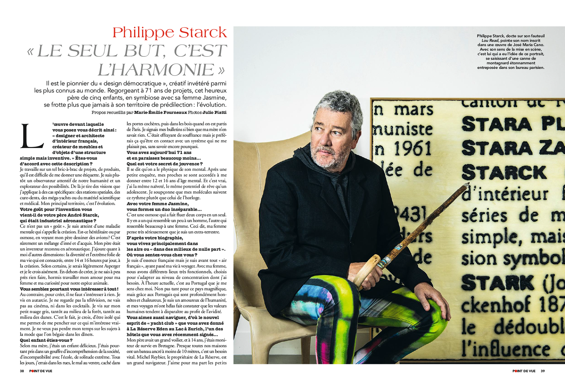 PHILIPPE STARCK. Le seul but, c'est l'harmonie | POINT DE VUE paru le 29/04/2020