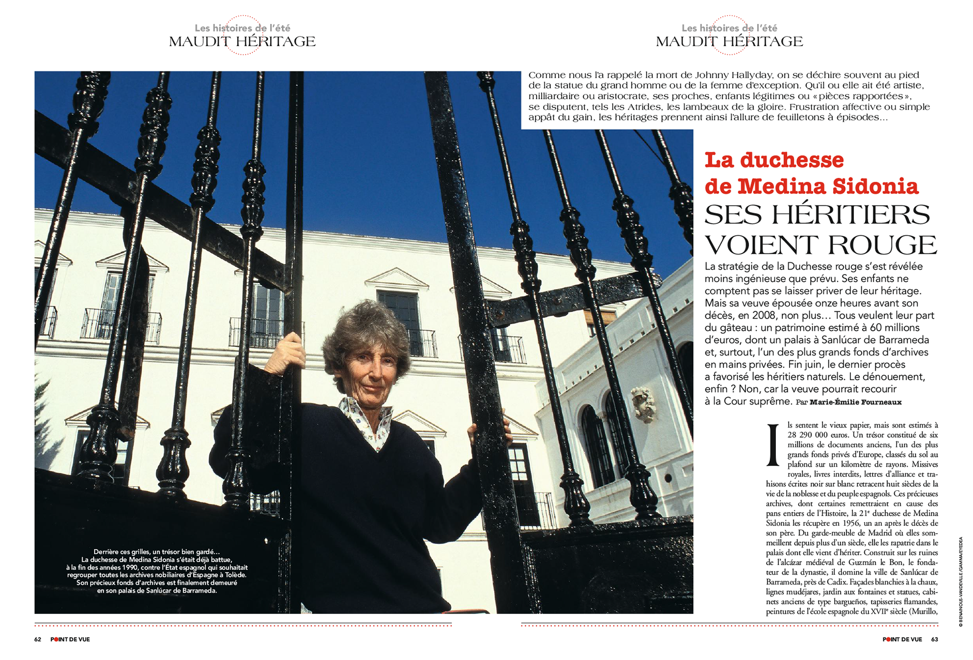 LA DUCHESSE DE MEDINA SIDONIA. Ses héritiers voient rouge | POINT DE VUE paru le 29/08/2018