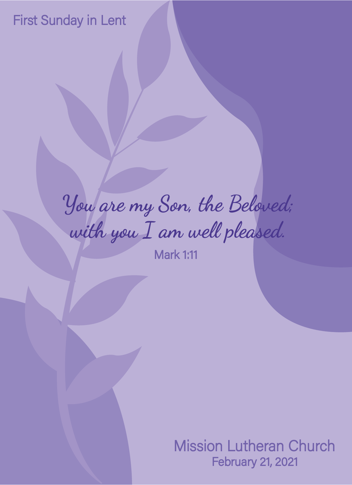 Example of a bulletin cover created for Sunday morning services.