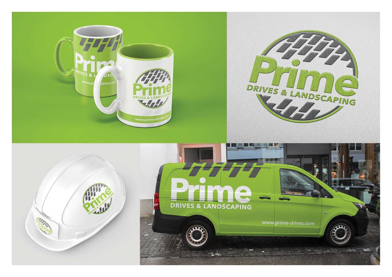Prime Drives & Landscaping brand materials and applications
