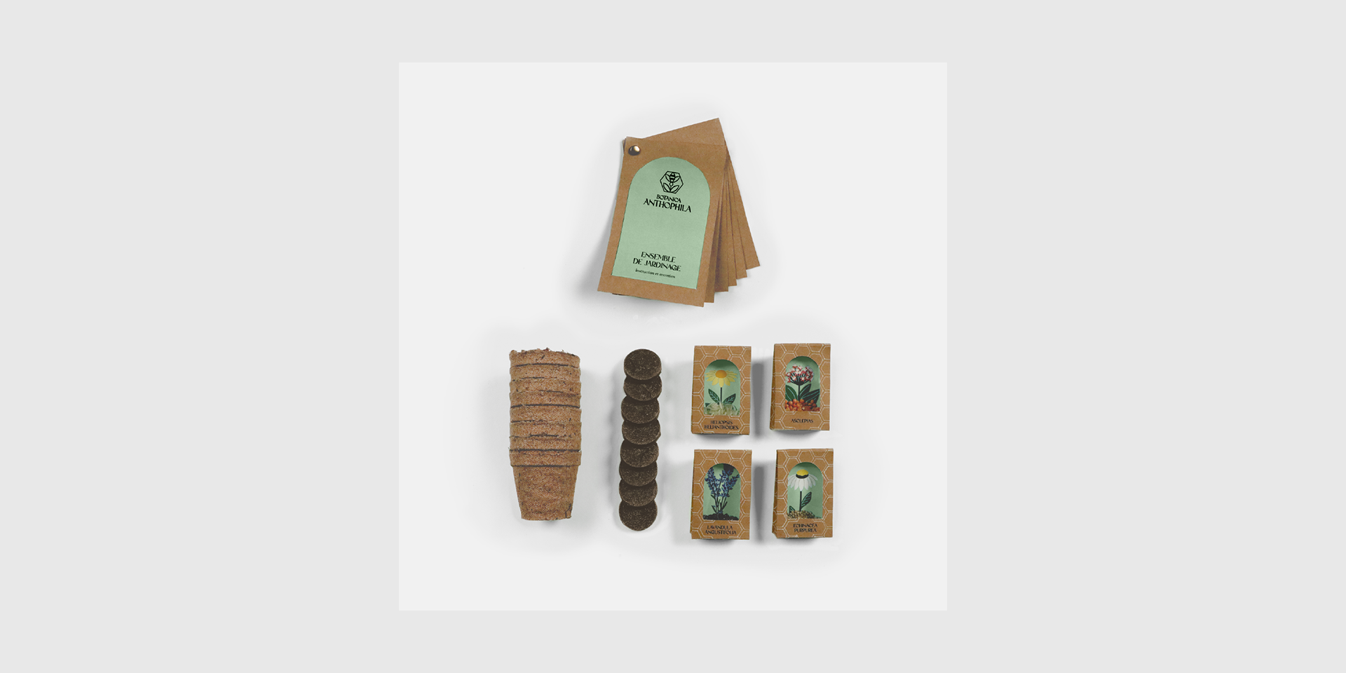 Ensemble de jardinage (instructions, pots, terre et sachet de semence)