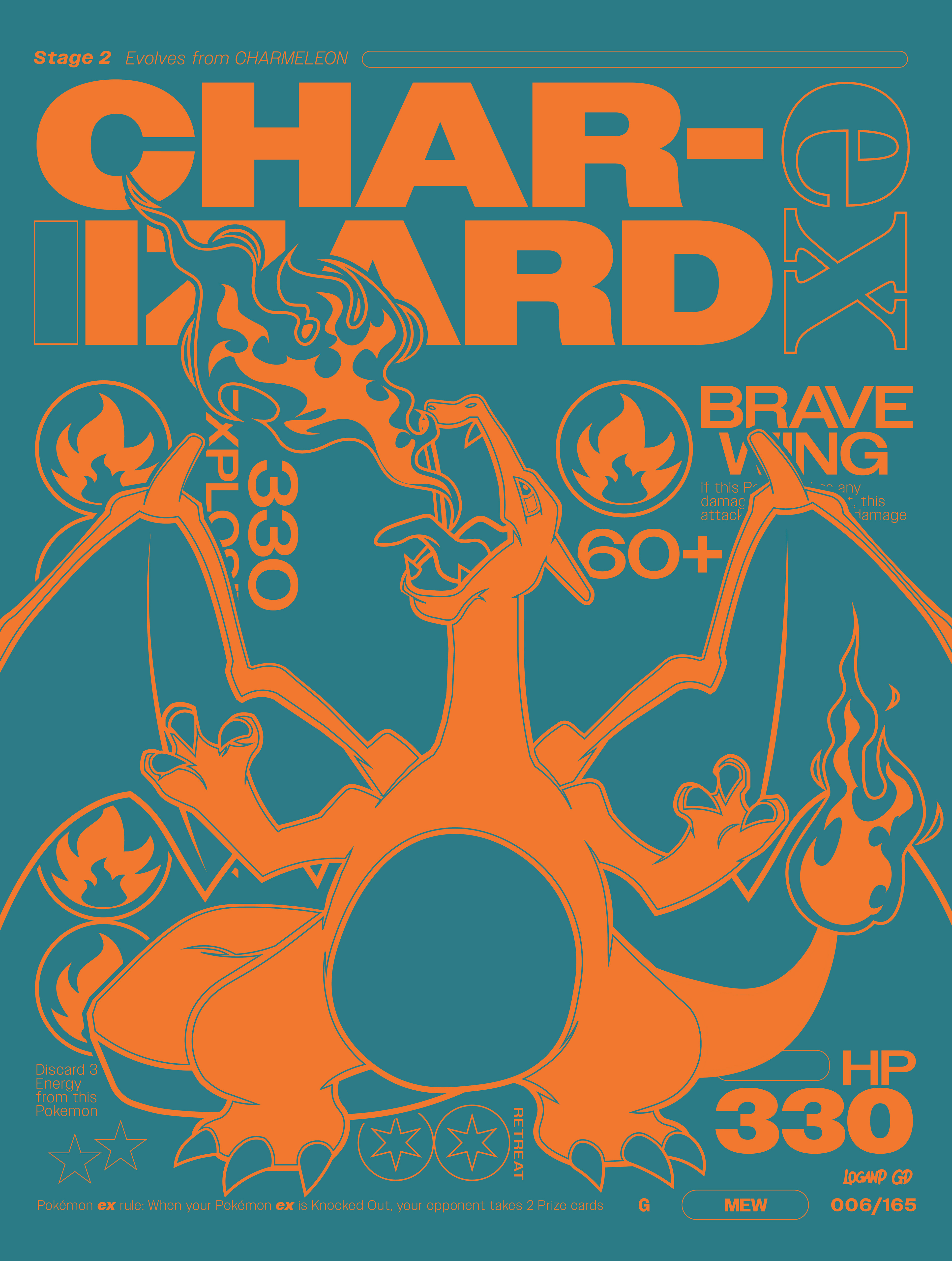 Charizard EX Pokemon Card Poster