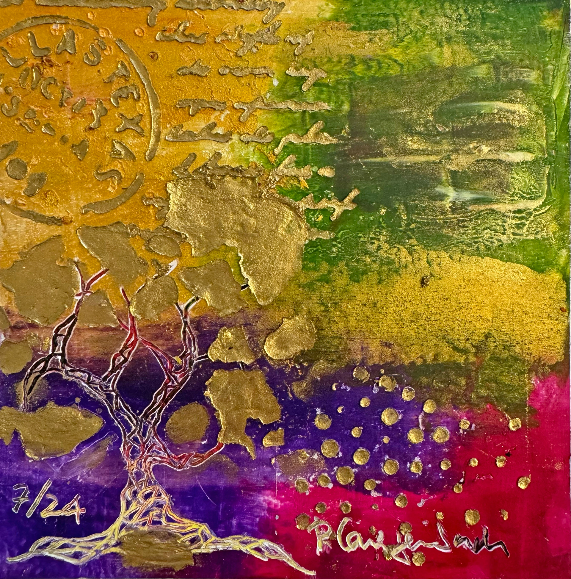 Alles ist nur einen Traum entfernt von der Realität – Lets rock! Ölfarbe mit Coldwax Mixed Media, 12 x 12 cm auf säurefreiem Papier 300 g/qm; 89,- Euro inkl. Passepartout und Bilderrahmen