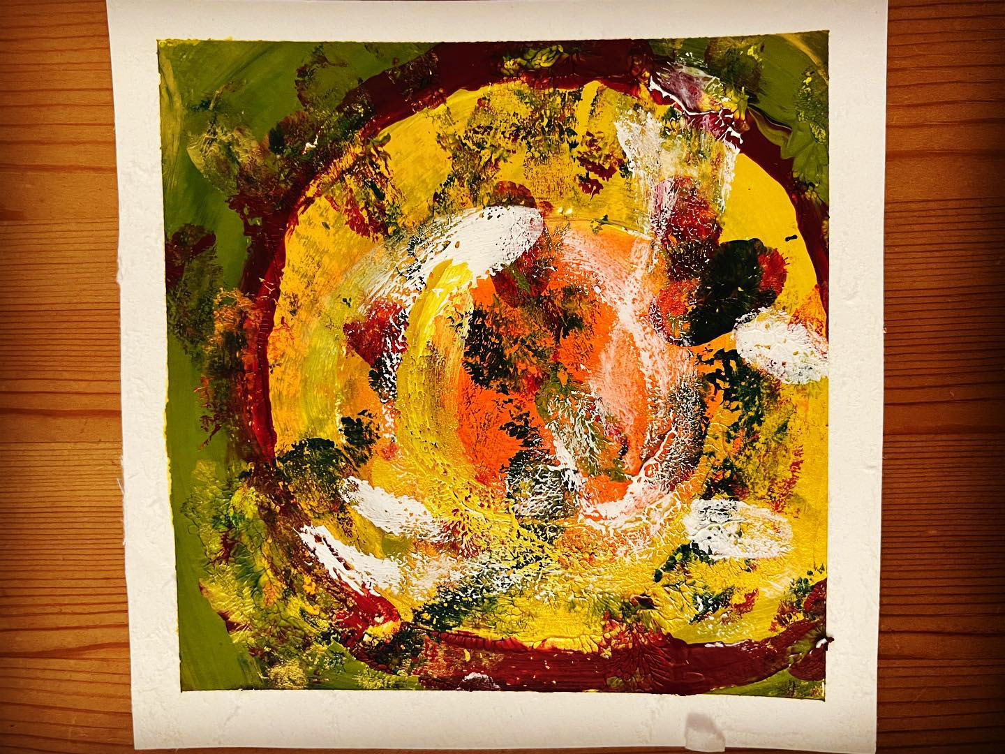 Was wohnt da im Herzen des Granatapfels!? 15 x 15 cm Acryl auf säurefreiem Papier Arches • Euro 53,- inkl. MwSt. ohne Bilderrahmen • Bestellung an info@grafik-agentur-L.de