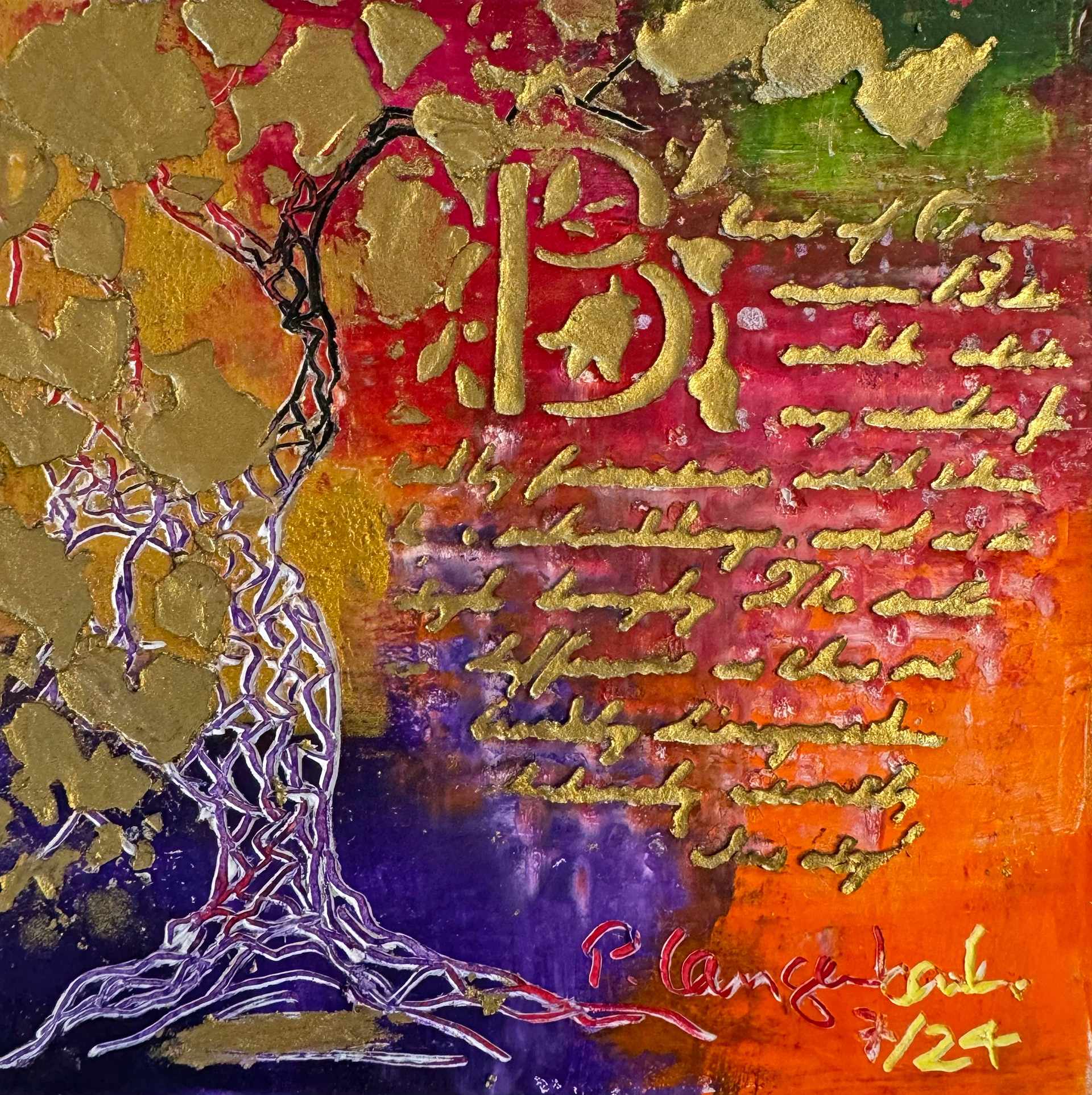 • VERKAUFT • Ölfarbe mit Coldwax Mixed Media, 12 x 12 cm auf säurefreiem Papier 300 g/qm;