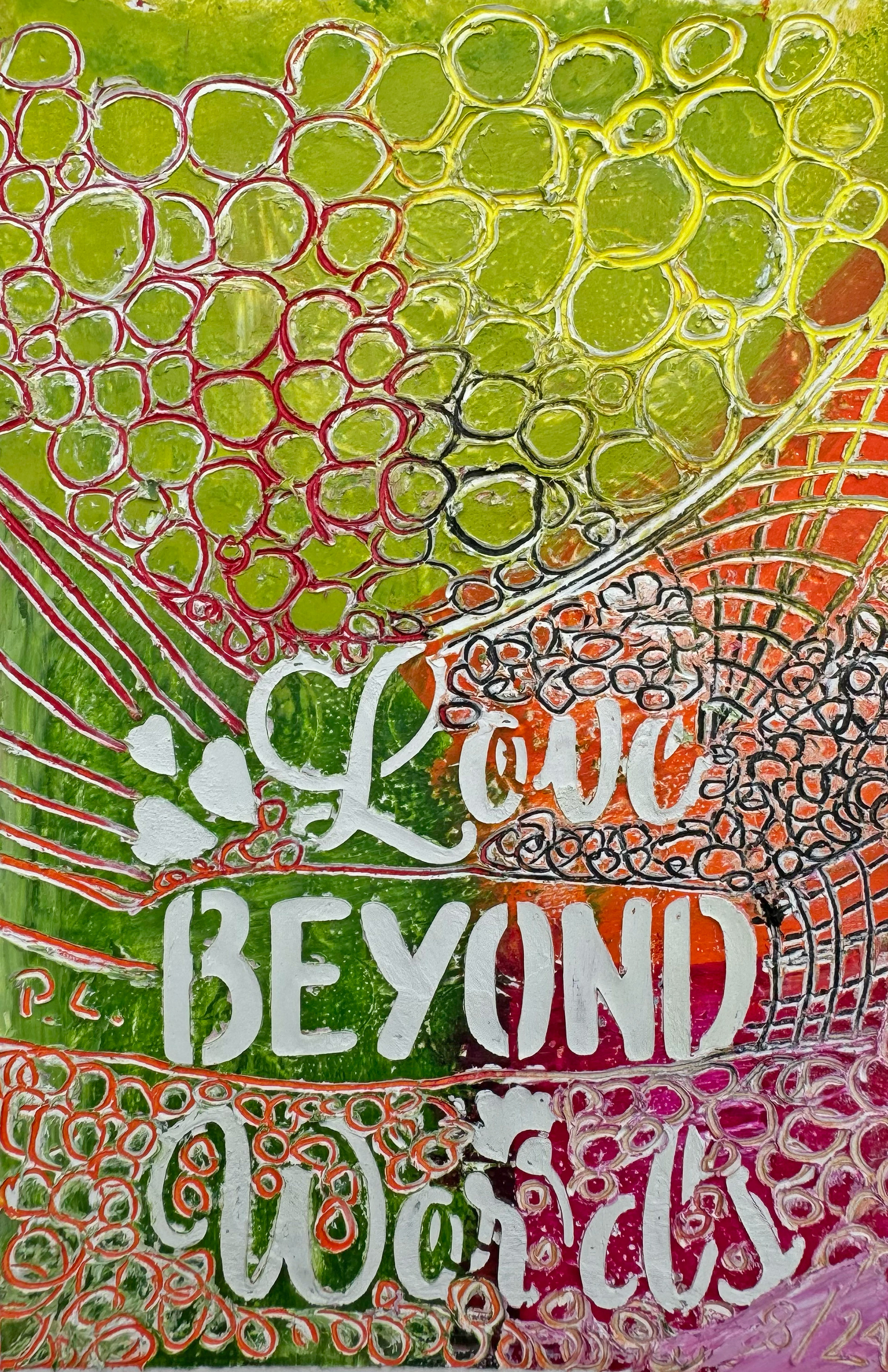 Love beyond Words. Ölfarbe mit Coldwax Mixed Media, 15 x 15 cm auf säurefreiem Papier 250 g/qm; 99,- Euro mit Passepartout