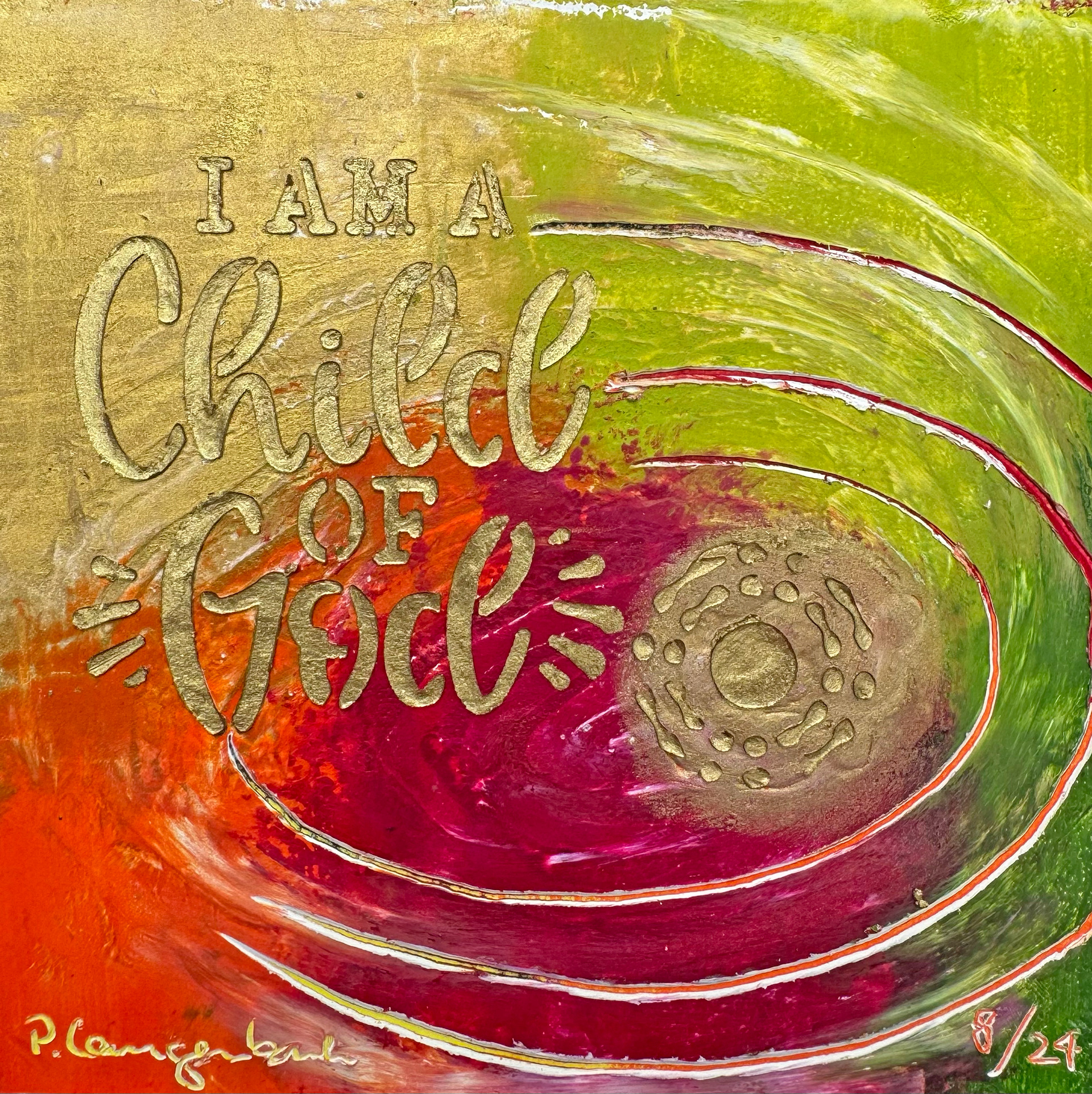 YES - I am a Child of God!🤩 - Ölfarbe mit Coldwax Mixed Media, 14 x 14 cm auf säurefreiem Papier 300 g/qm; 99,- Euro inkl. Passepartout