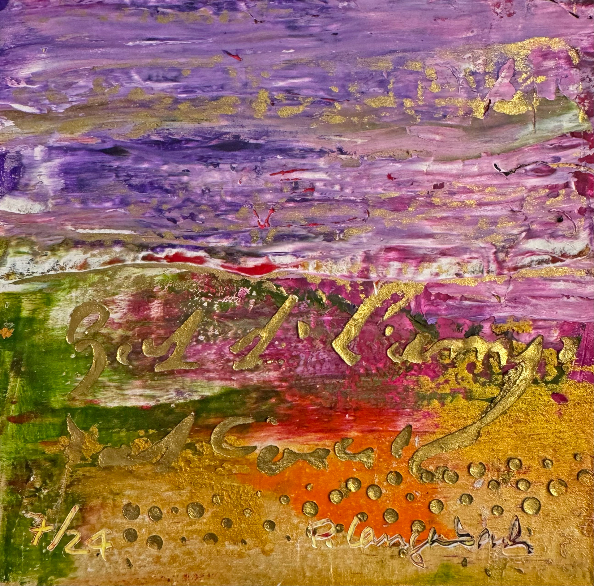 Wenn alles schief geht - schreiben wir die Geschichte neu; Ölfarbe mit Coldwax Mixed Media, 12 x 12 cm auf säurefreiem Papier 300 g/qm; 89 Euro inkl. Passepartout und Bilderrahmen