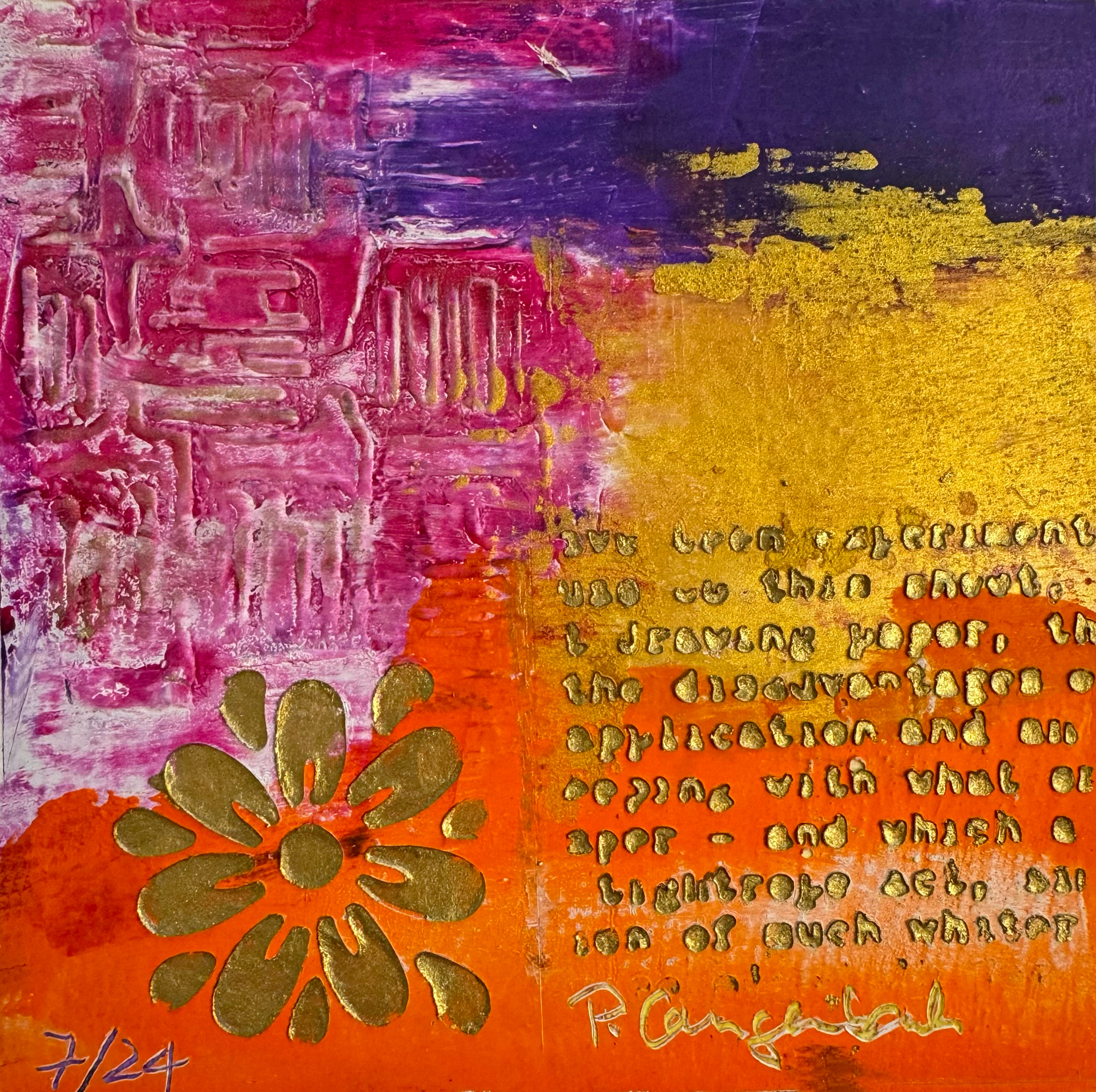 Hinein ins Licht. YES, Du darfst strahlen! Ölfarbe mit Coldwax Mixed Media, 12 x 12 cm auf säurefreiem Papier 300 g/qm; inkl. 89,- Euro Passepartout und Bilderrahmen
