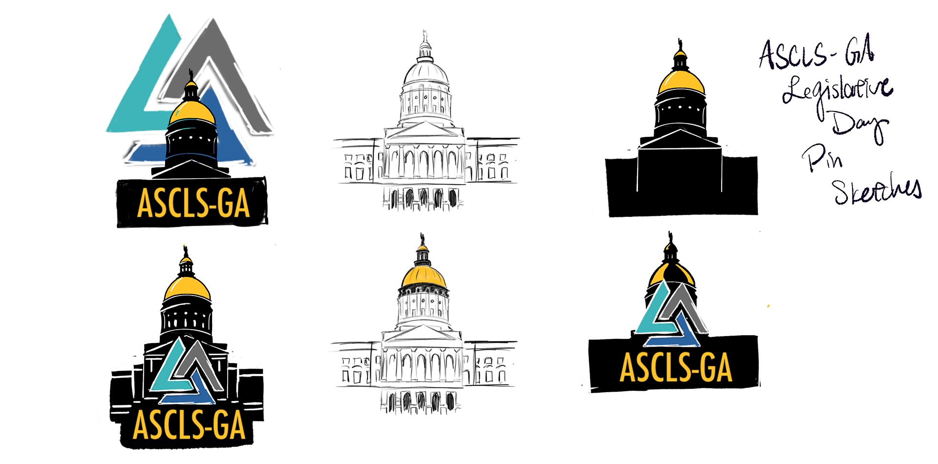 Enamel Pin sketches for ASCLS - GA