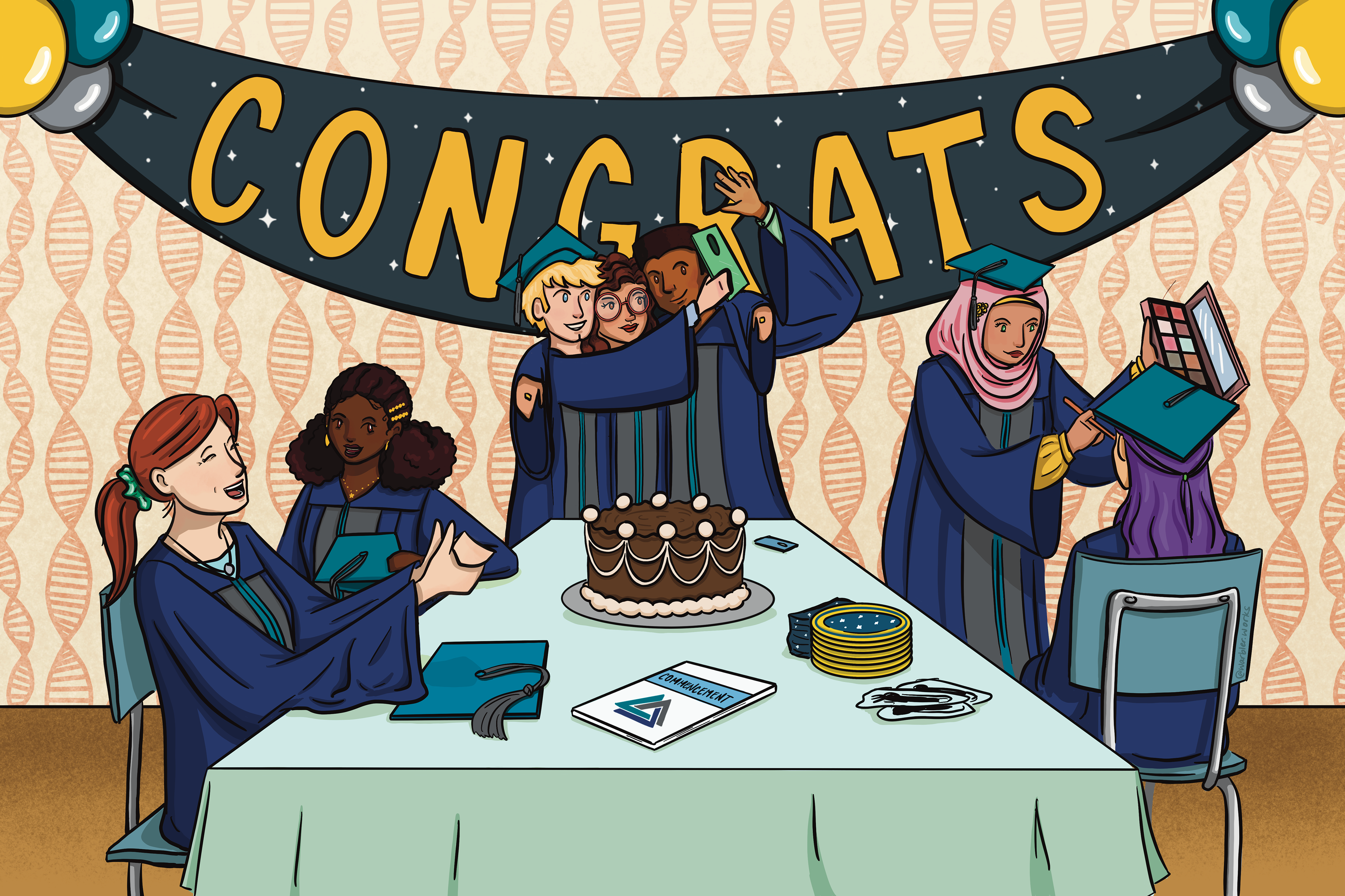 Final outer image used for a congrats postcard to new grads