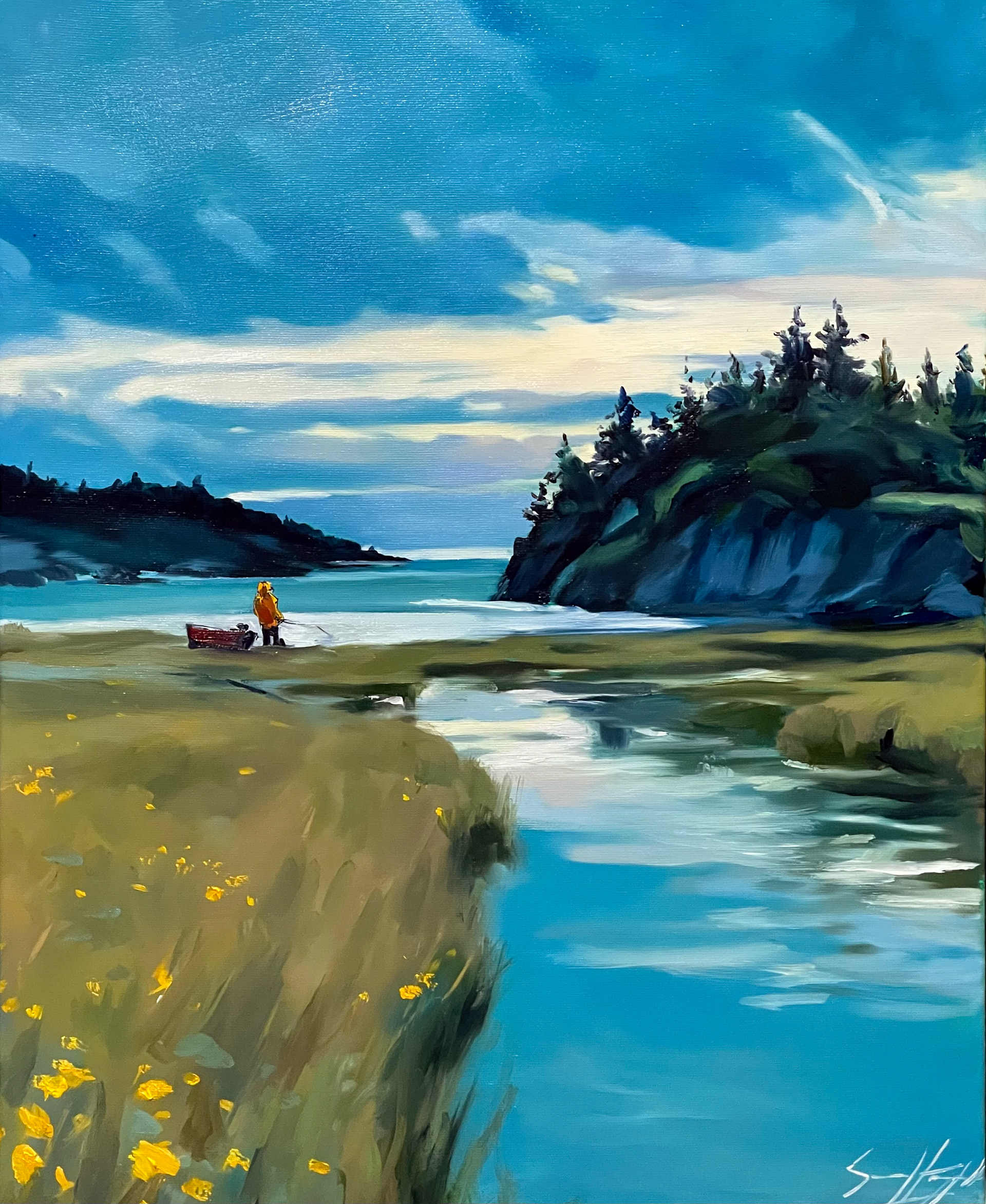 Les truites appartiennent à ceux qui se lèvent tôt 16’’ x 20’’ Huile 2024