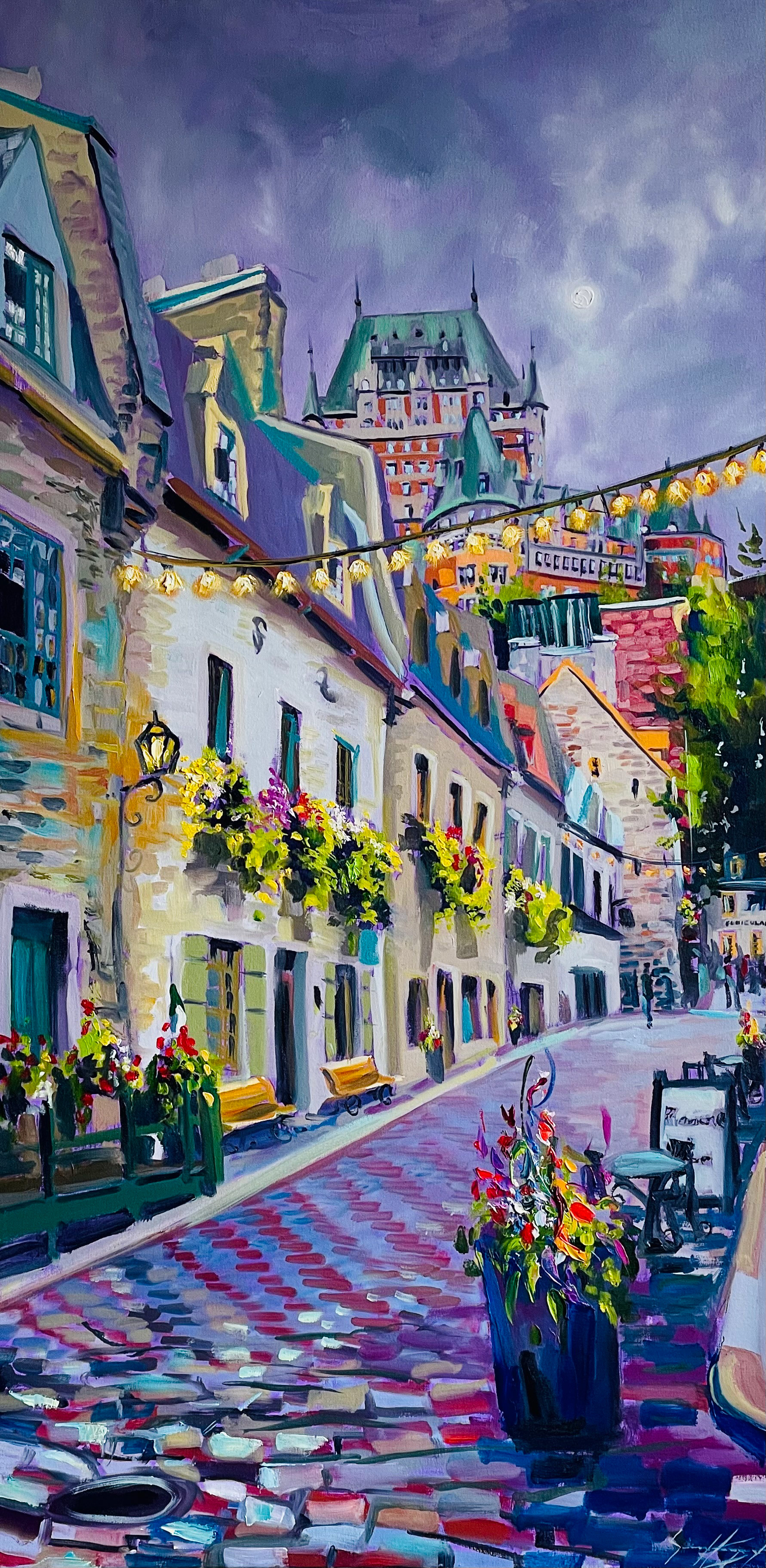 Une soirée au Château 24’’ x 48’’ Huile 2023