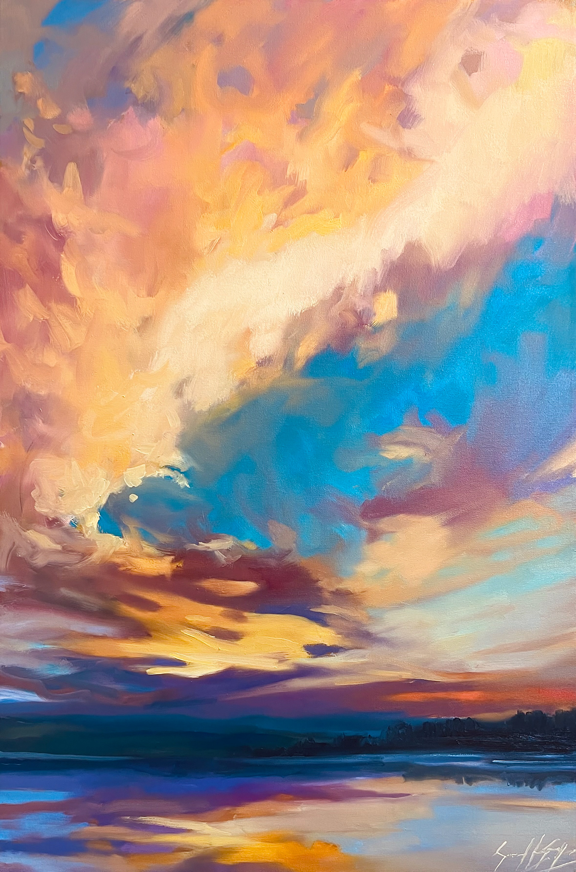 Crépuscule au lac 24’’ x 36’’ Huile 2024