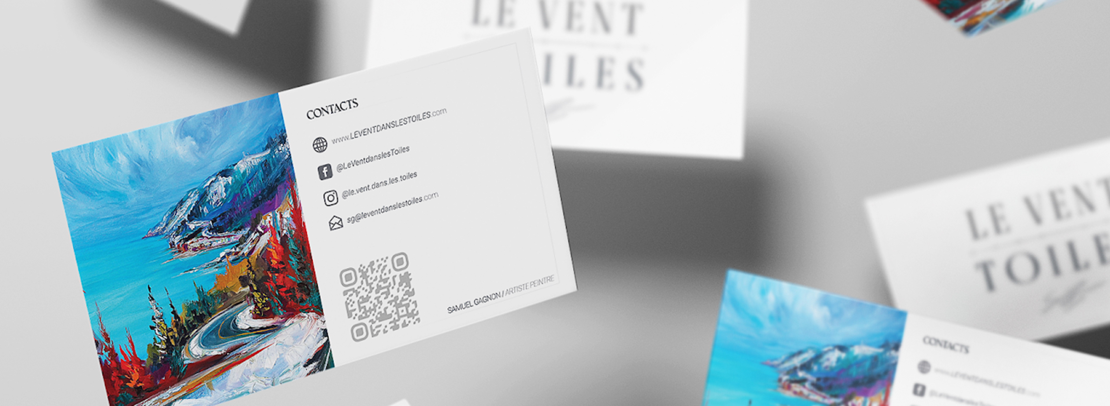 Carte d'affaire LE VENT DANS LES TOILES pour la page de contact