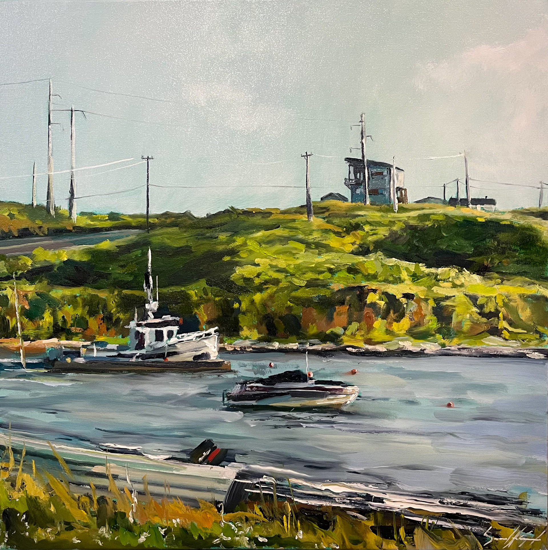 La vue de l’Auberge 18’’ x 18’’ Huile 2024