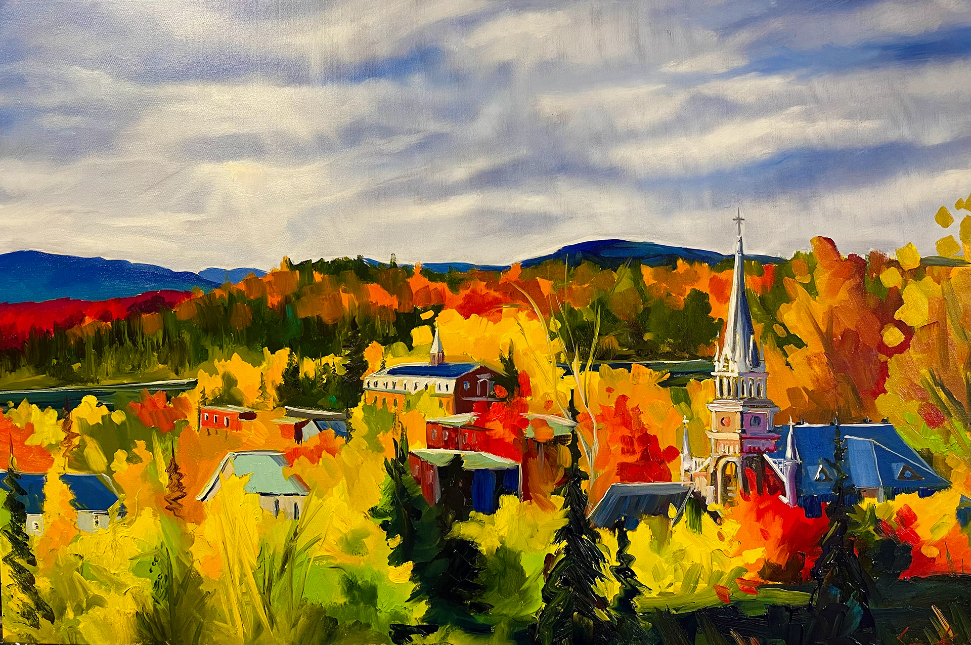 Pied-de-vent à Saint-Raymond 24’’ x 36’’ Huile 2023