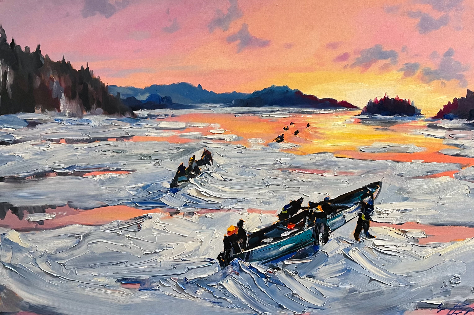 Canot à glace 24’’ x 36’’ Huile 2024