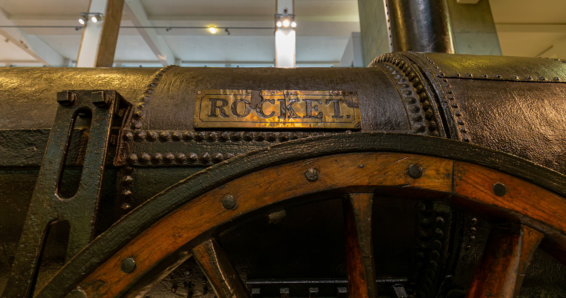 Steam train on display in the Science Museum, London