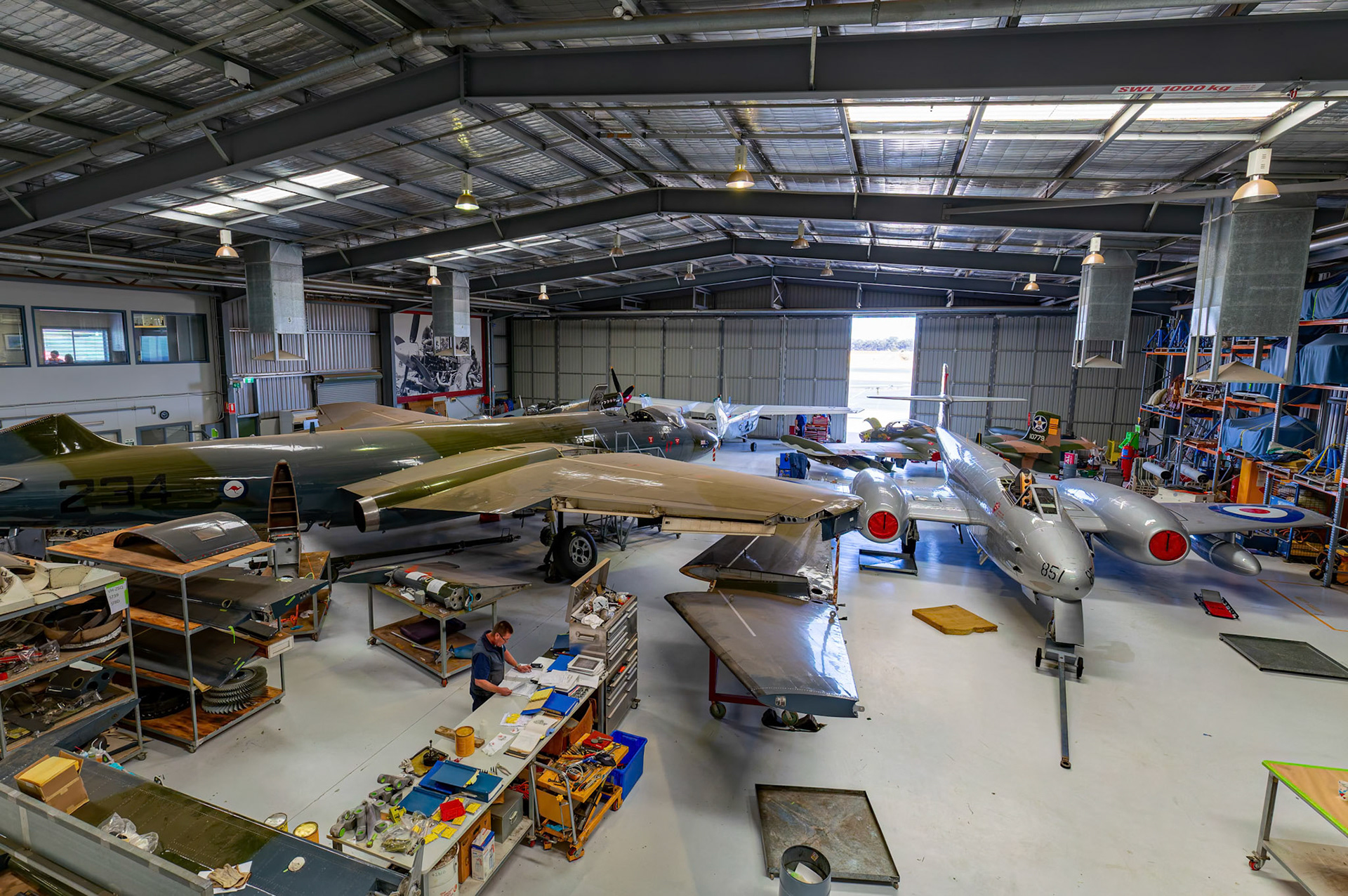 Workshop space at Temora Air Museum in Temora, New South Wales, Australia