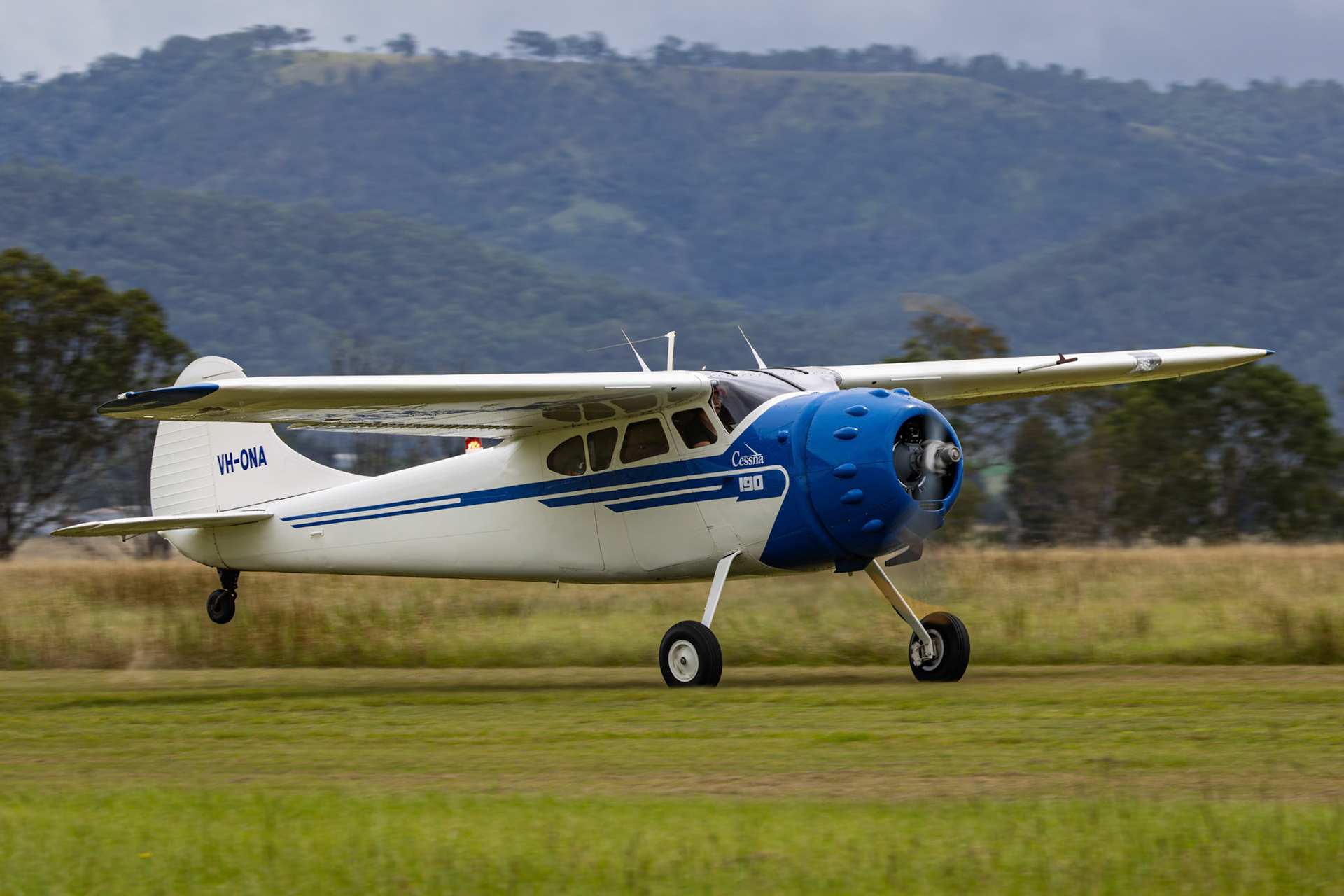 Cessna 190 [VH-ONA] at the breakfast flyin at Watts Bridge Memorial Airfield in Cressbrook, Australia