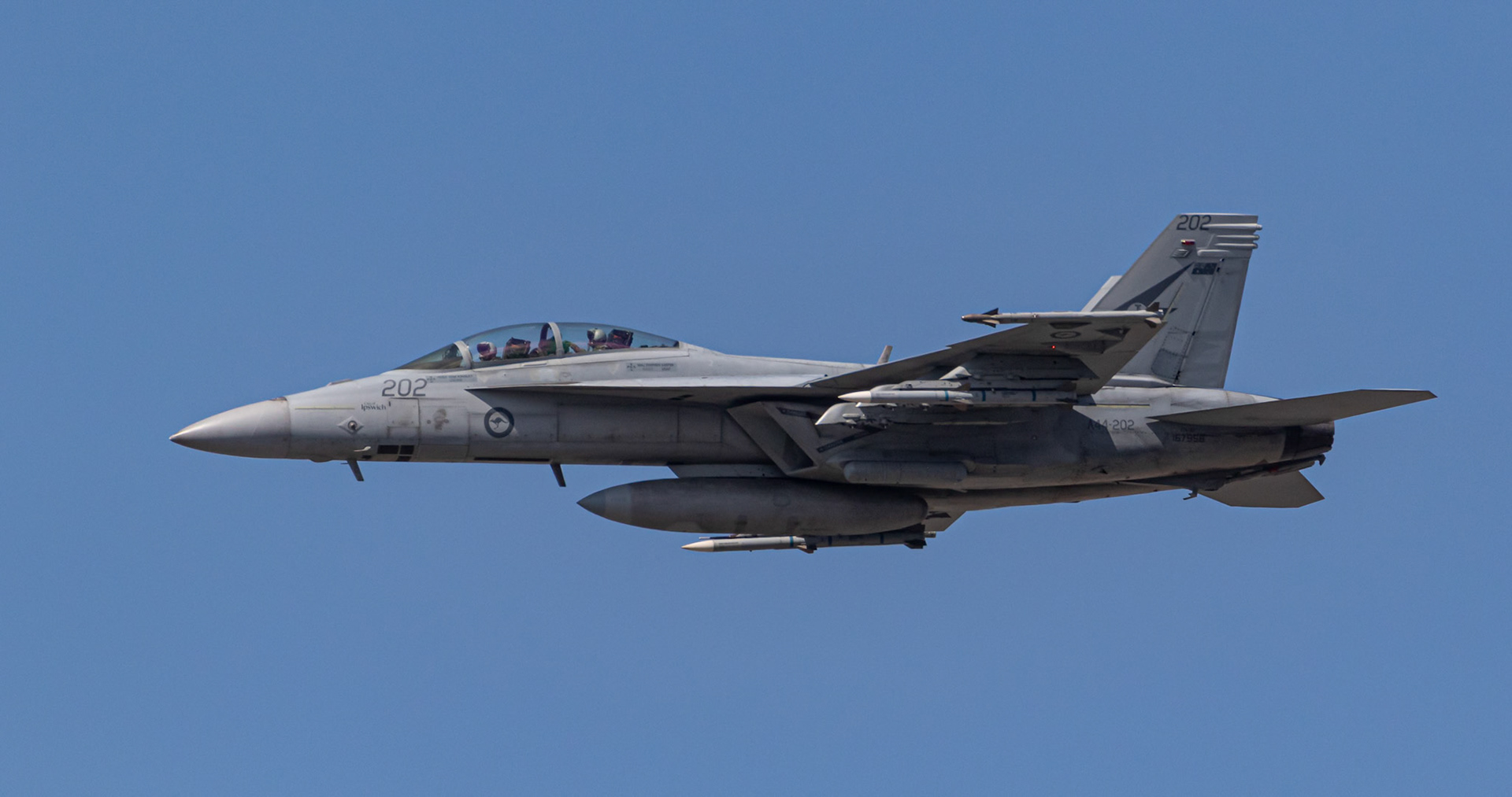 RAAF FA18 Hornet on a practise run in preparation fot Riverfire 2019 in Brisbane, Australia