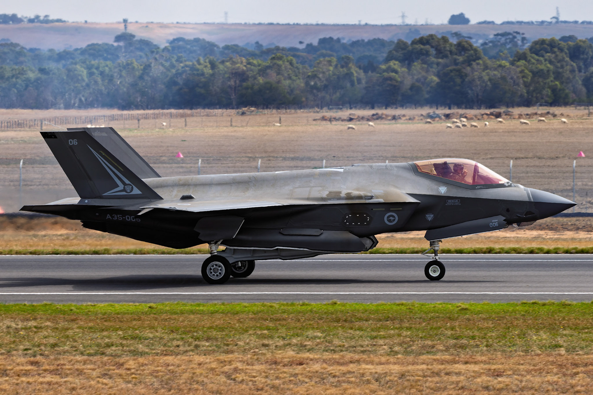 RAAF Lockheed Martin F-35A Lightning II on display at the Avalon Airshow in Victoria, Australia