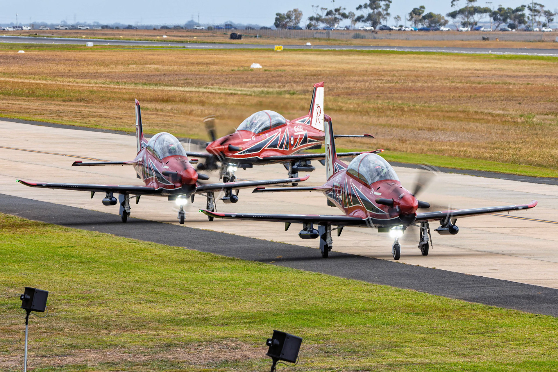RAAF Roulettes in the Pilatus PC-21 on display at the Avalon Airshow in Victoria, Australia