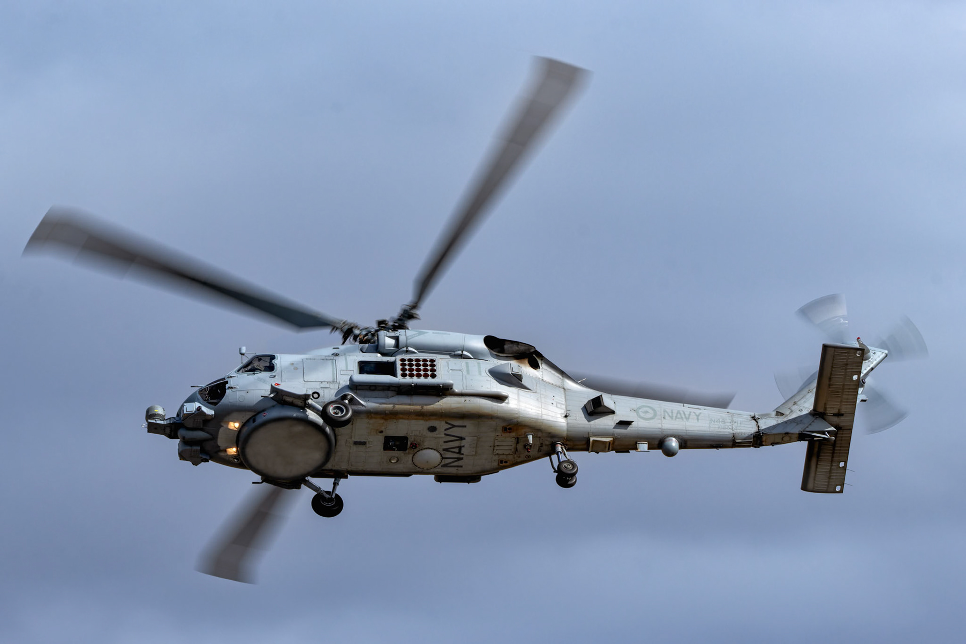 RAN 808 Squadron, Sikorsky-Lockheed Martin MH-60R Seahawk Romeo on display at the Avalon Airshow in Victoria, Australia