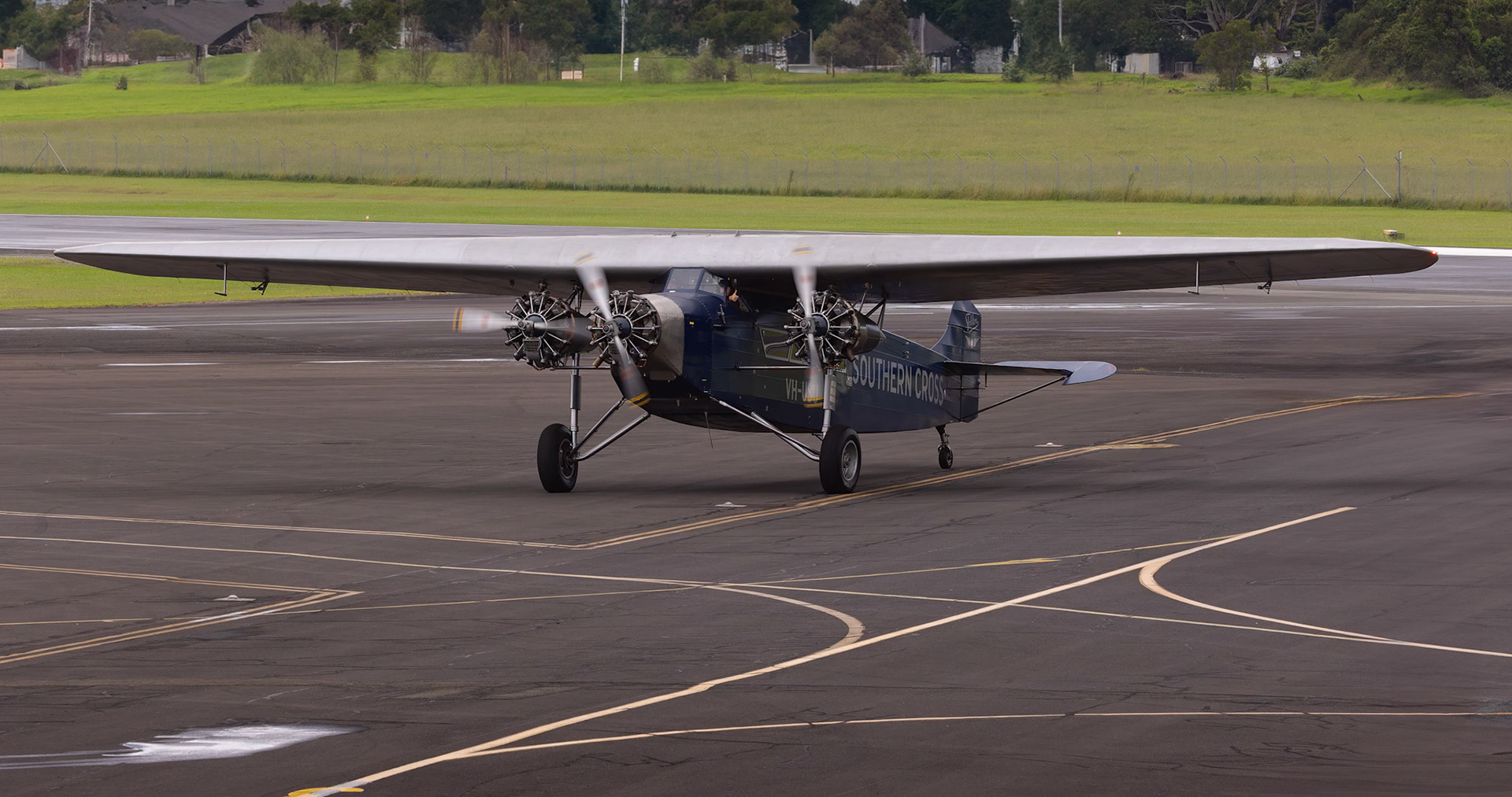 The Fokker FVIIb, Southern Cross Replica from the Historical Aircraft Restoration Society on display at the Shellharbour Airport, during the Airshows Downunder Shellharbour, New South Wales, Australia.