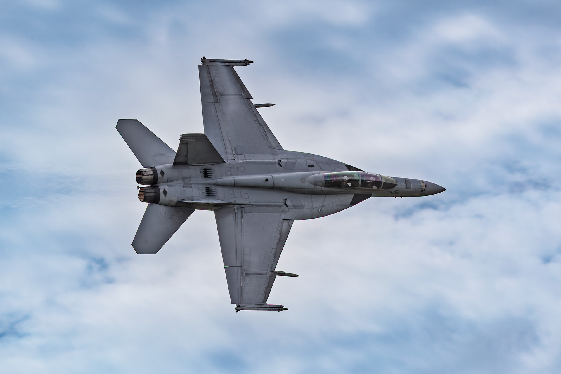 Royal Australian Air Force Boeing FA-18F Super Hornet [A44-205] on display at the Richmond Airshow in New South Wales, Australia
