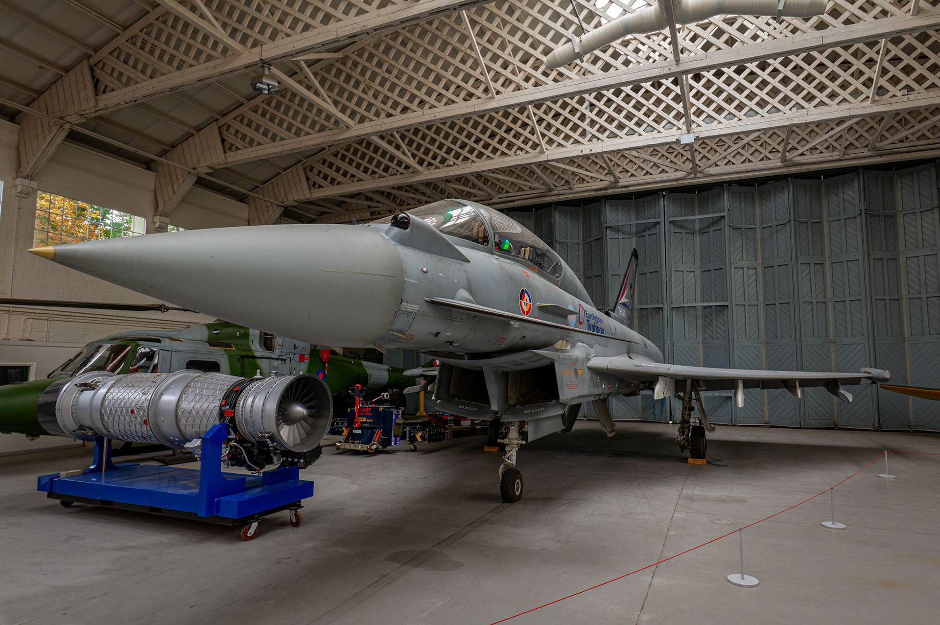 Eurofighter Typhoon ZH590 on display at the Duxford Imperial War Museum in Cambridge, United Kingdom