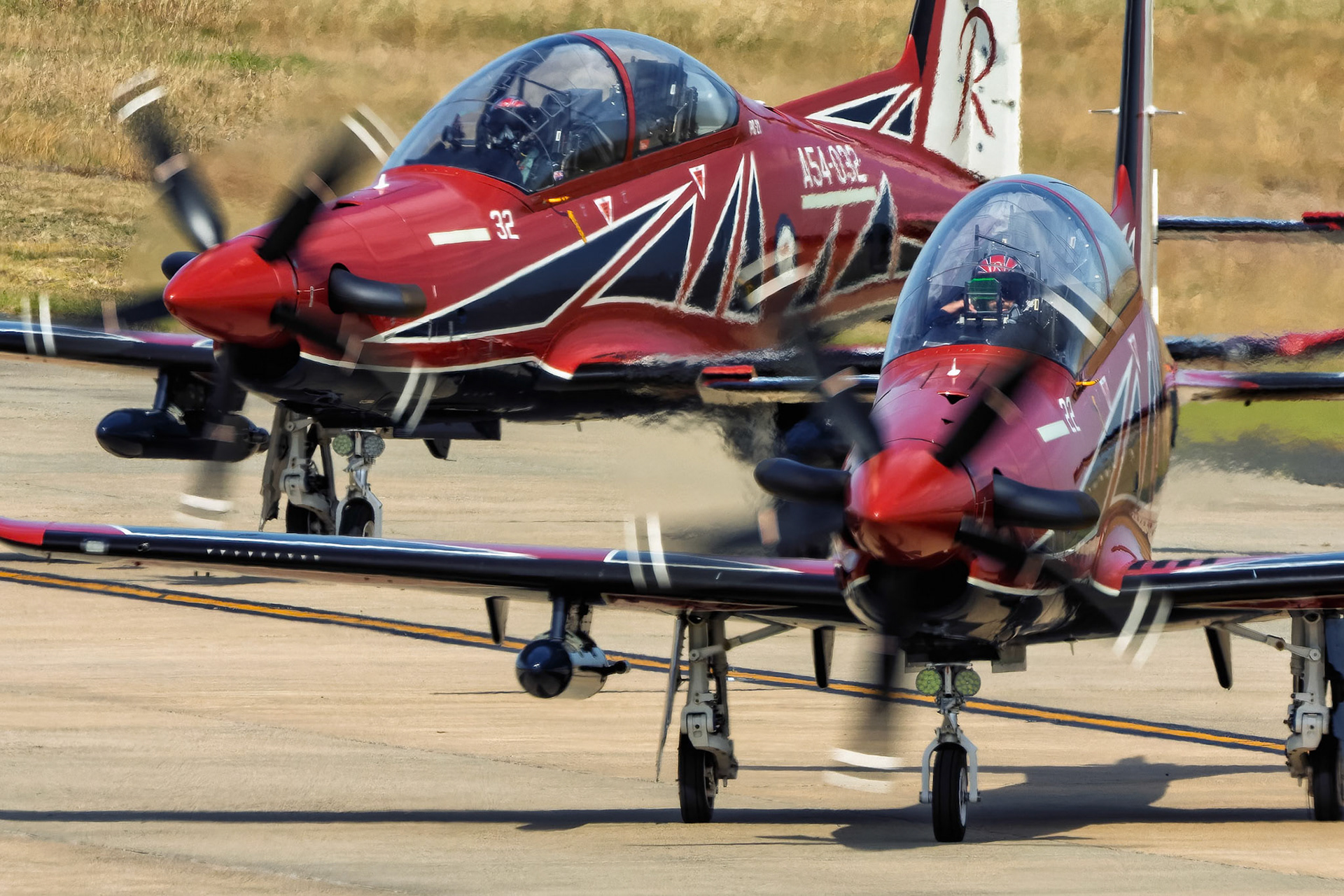 RAAF Roulettes in the Pilatus PC-21 on display at the Avalon Airshow in Victoria, Australia