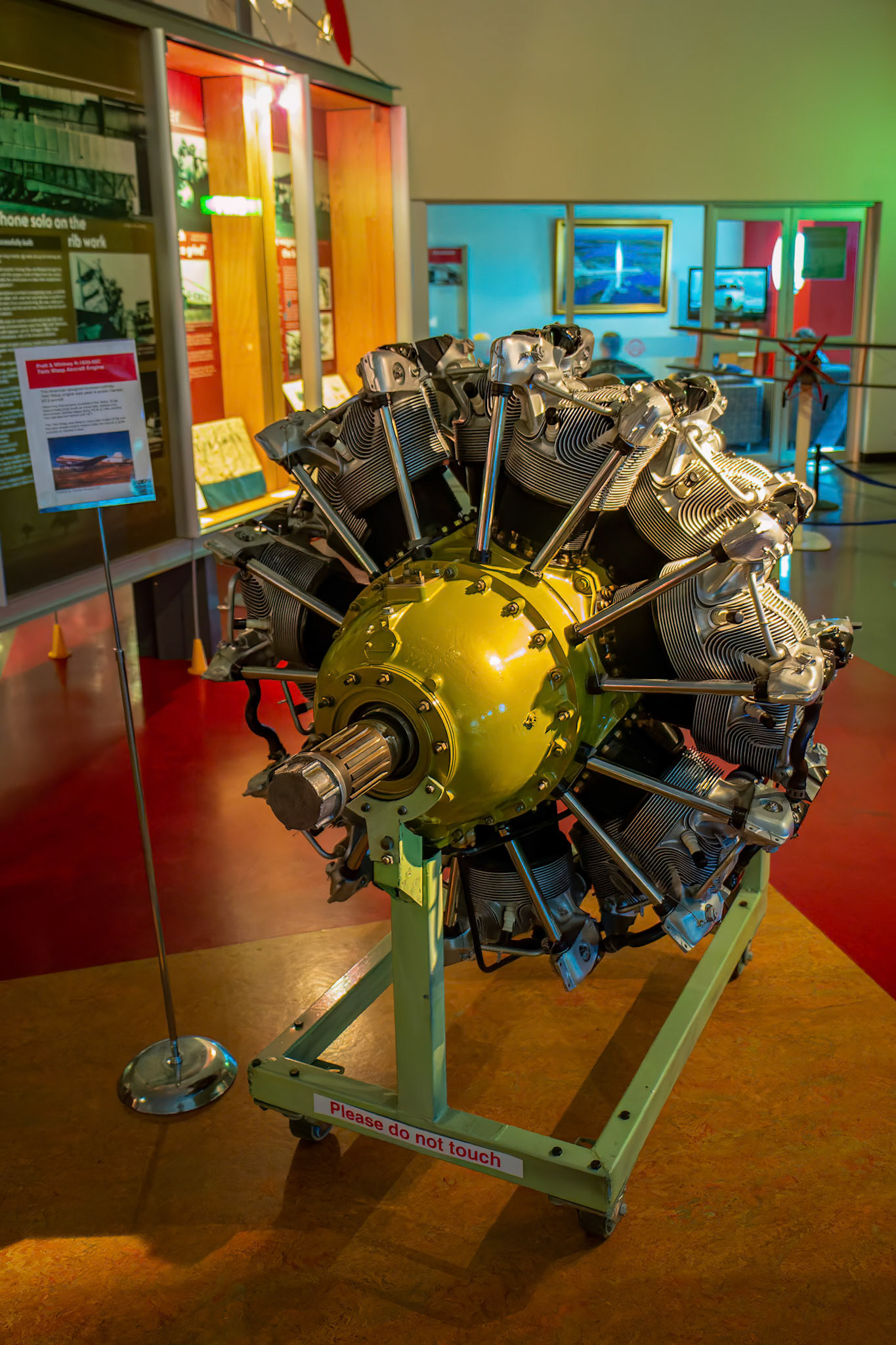 The engine from a QANTAS DC3 aircraft at the Qantas Founders Museum in Longreach, Australia
