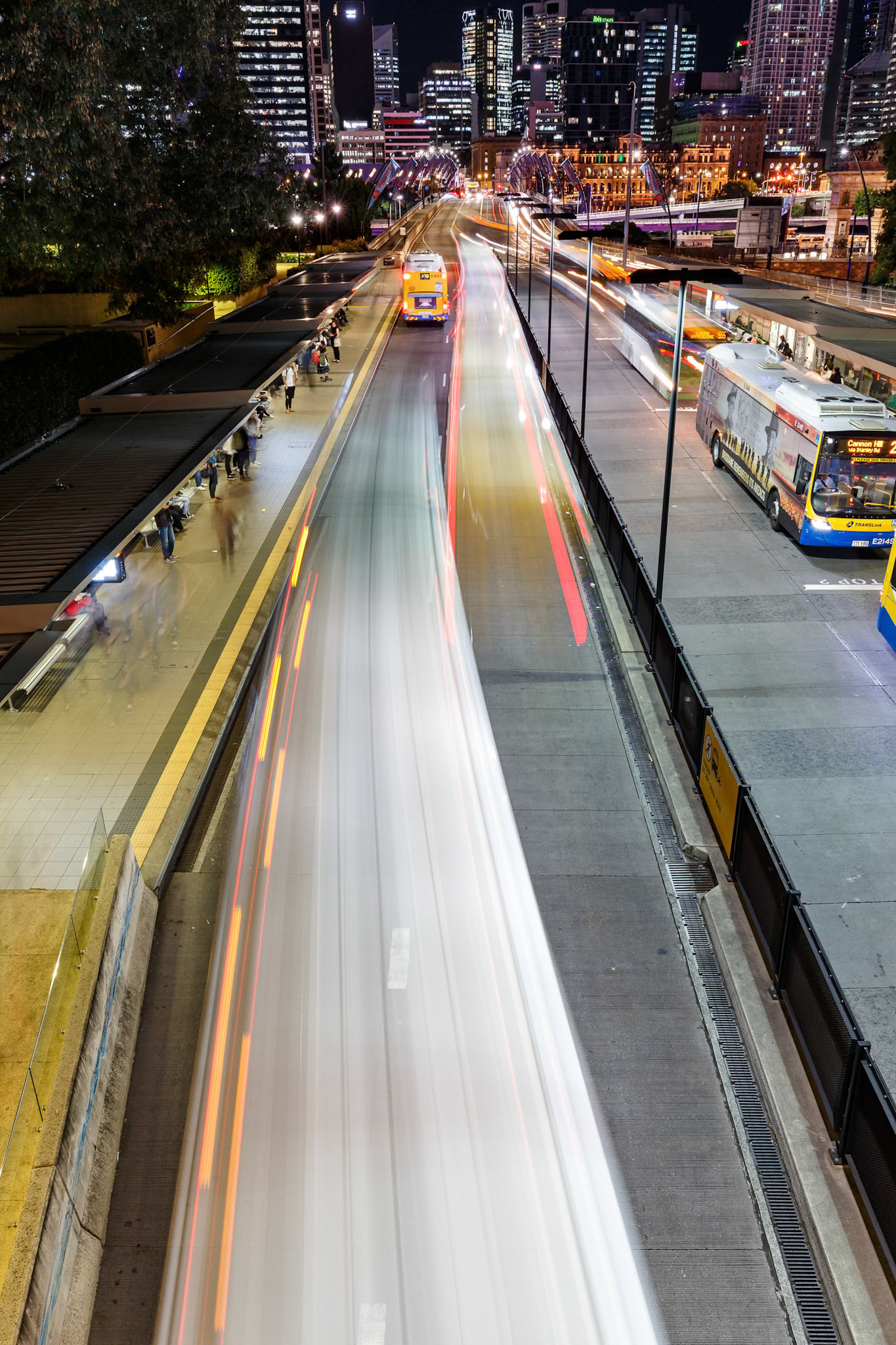 Overlooking Melbourne Street and Victoria Bridge in Brisbane, Australia