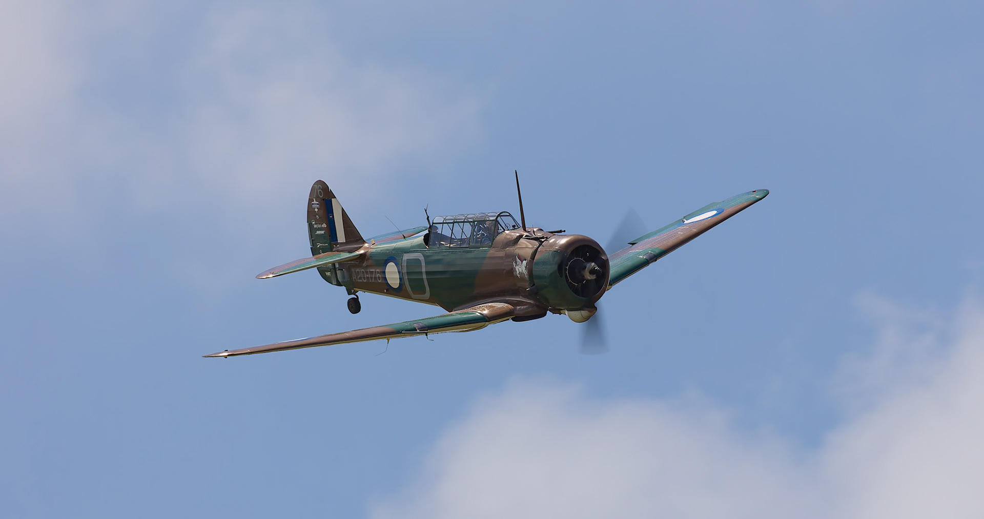 Glenn Collins in the CAC Wirraway [VH-WWY] at the Barrington Coast Airshow in Taree, New South Wales, Australia. 9th of November, 2024