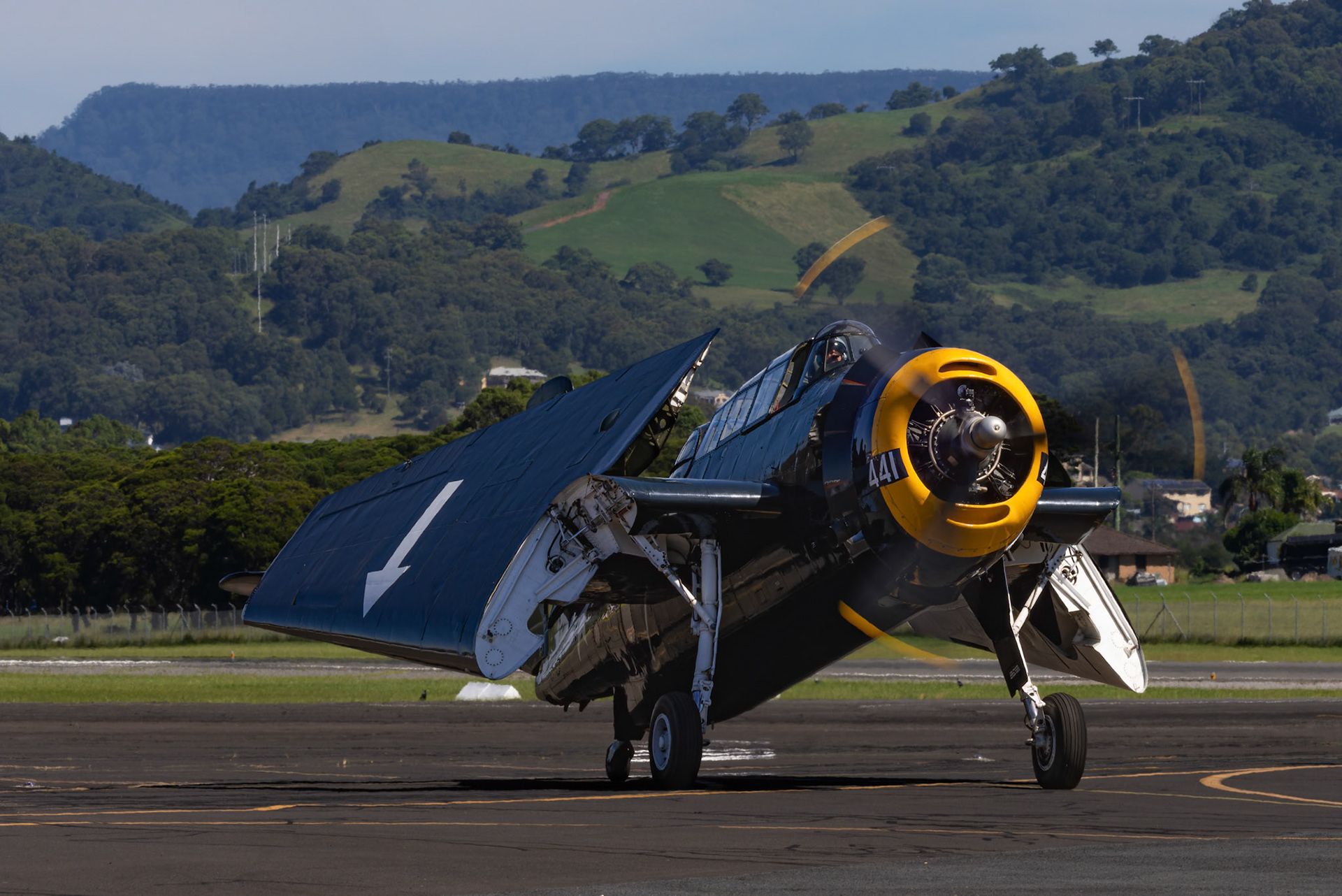 The TBM-3E Avenger from the Paul Bennet Airshows on display at the Shellharbour Airport, during the Airshows Downunder Shellharbour, New South Wales, Australia.