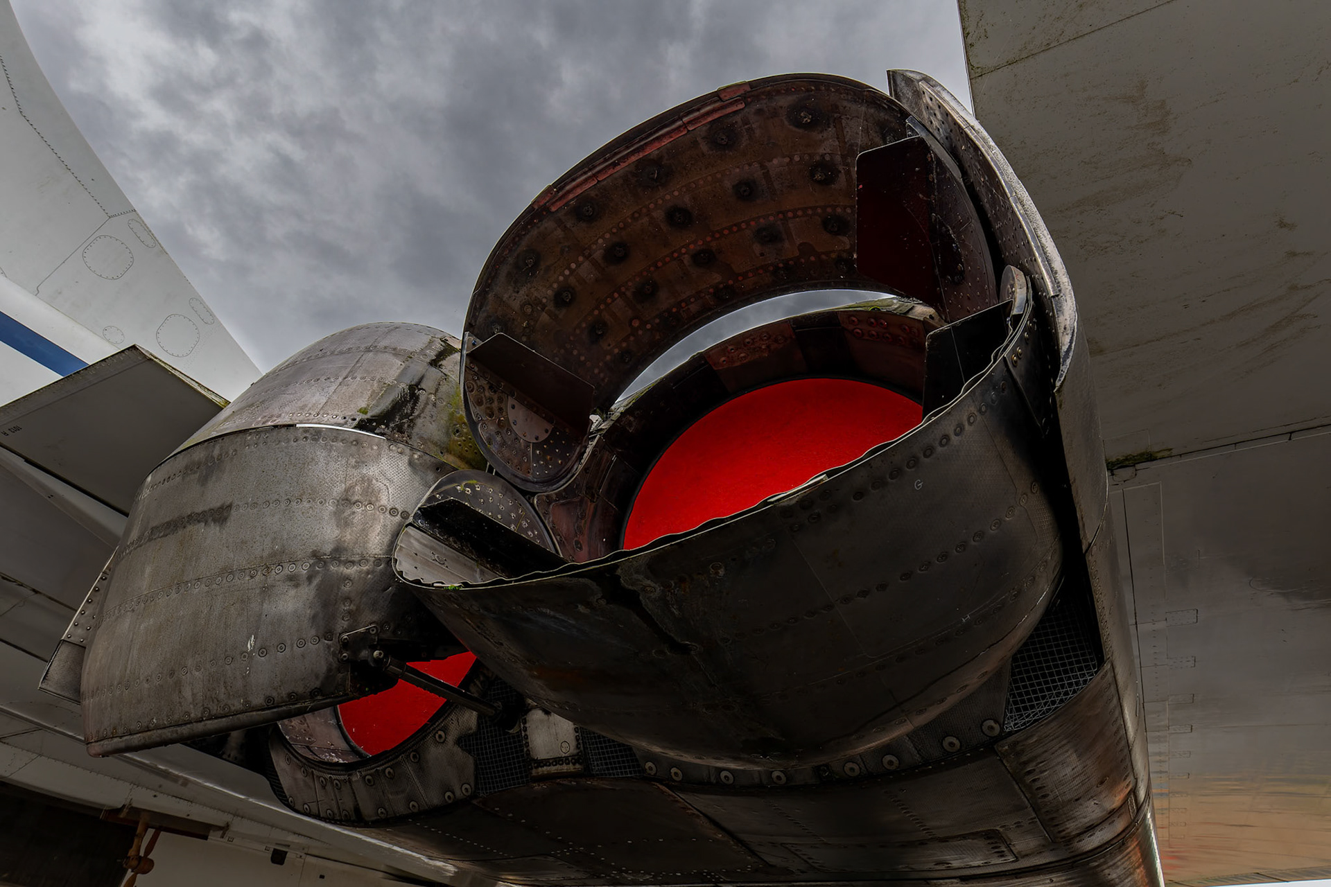 The Rolls-Royce/SNECMA Olympus 593 Engine installed on the Concorde on display at Brooklands musuem at Brooklands, England